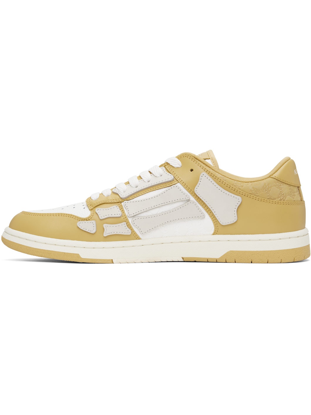 Yellow Debossed MA Quad Skel Top Low Sneakers - 3
