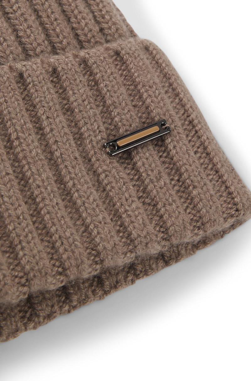 CASHMERE BEANIE HAT WITH RIBBING 5