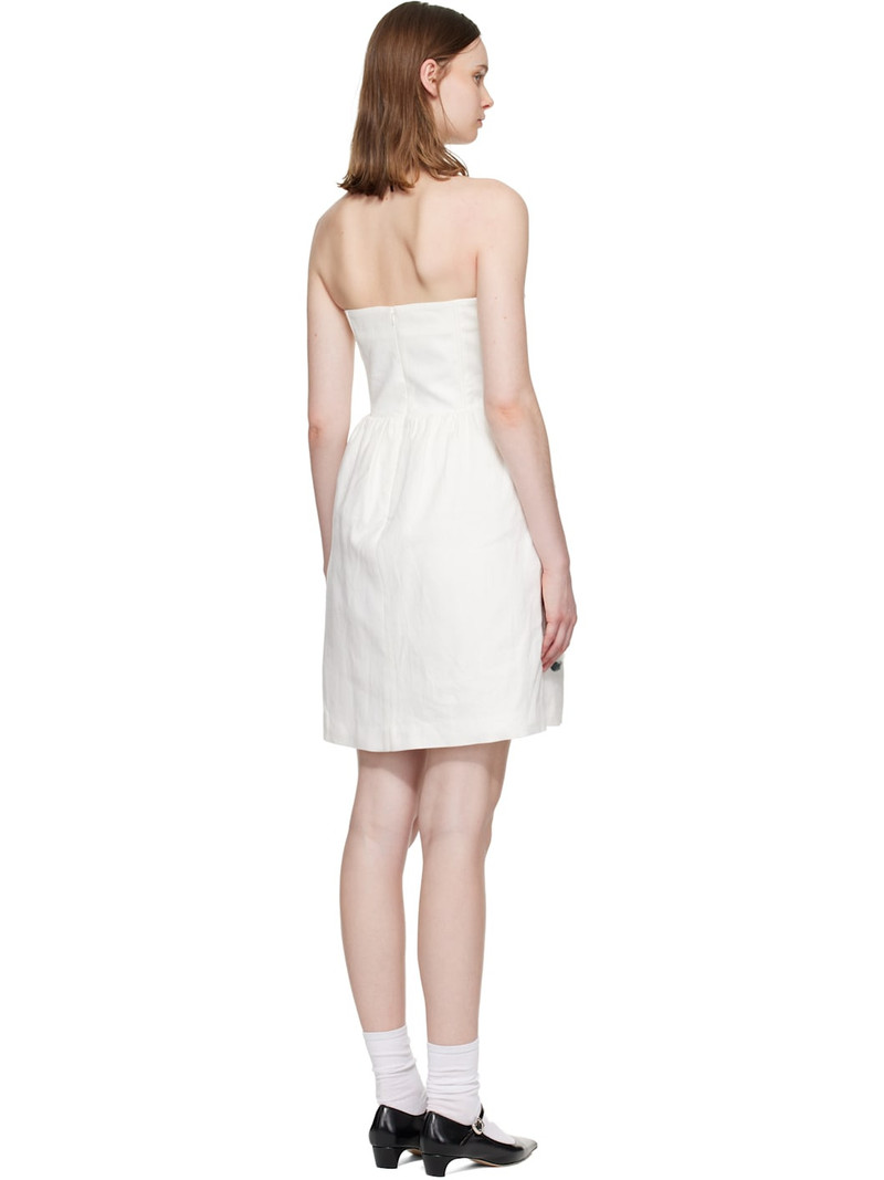 White Floral Appliqué Strapless Minidress 3