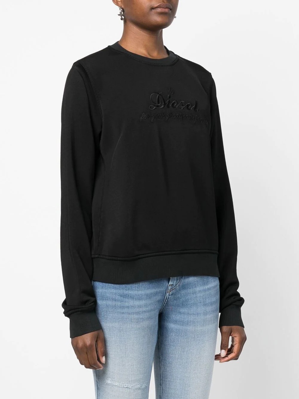 embroidered-logo crew neck sweatshirt - 3