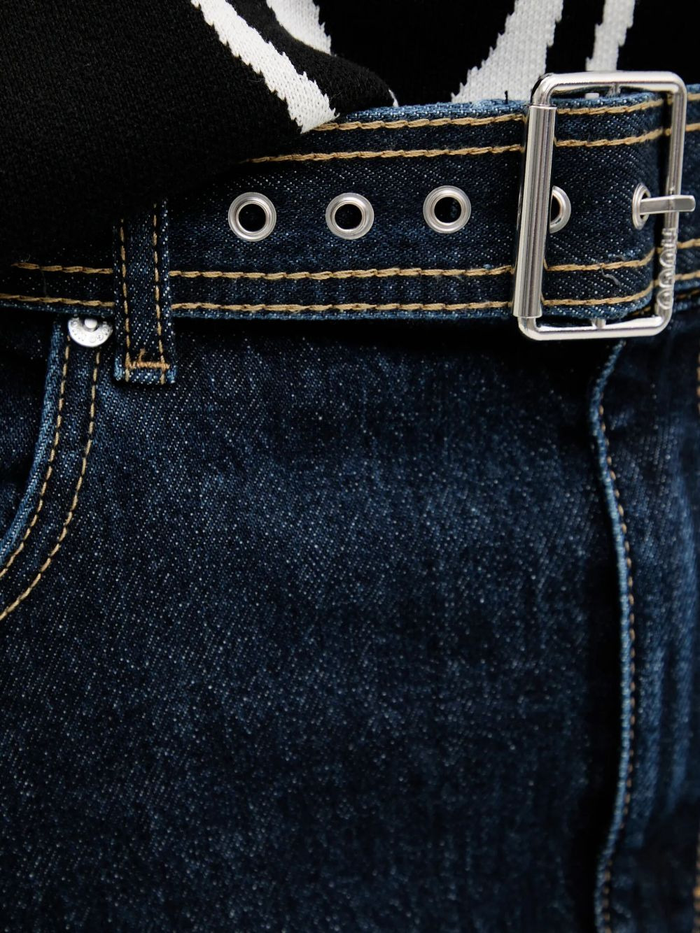 belted denim midi skirt - 4