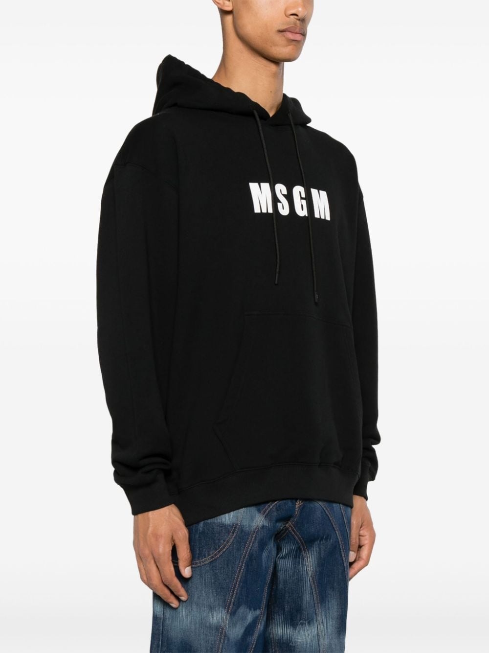 logo-print cotton hoodie - 3
