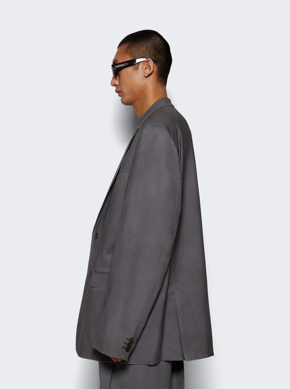 Mohair Wool Blazer Medium Grey - 3