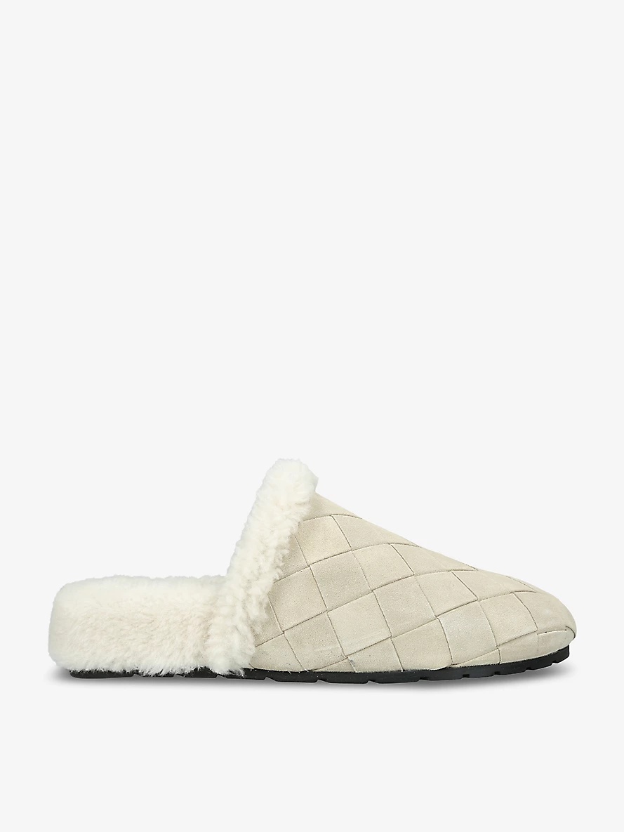 Reggie Intrecciato shearling-lined suede mules - 1