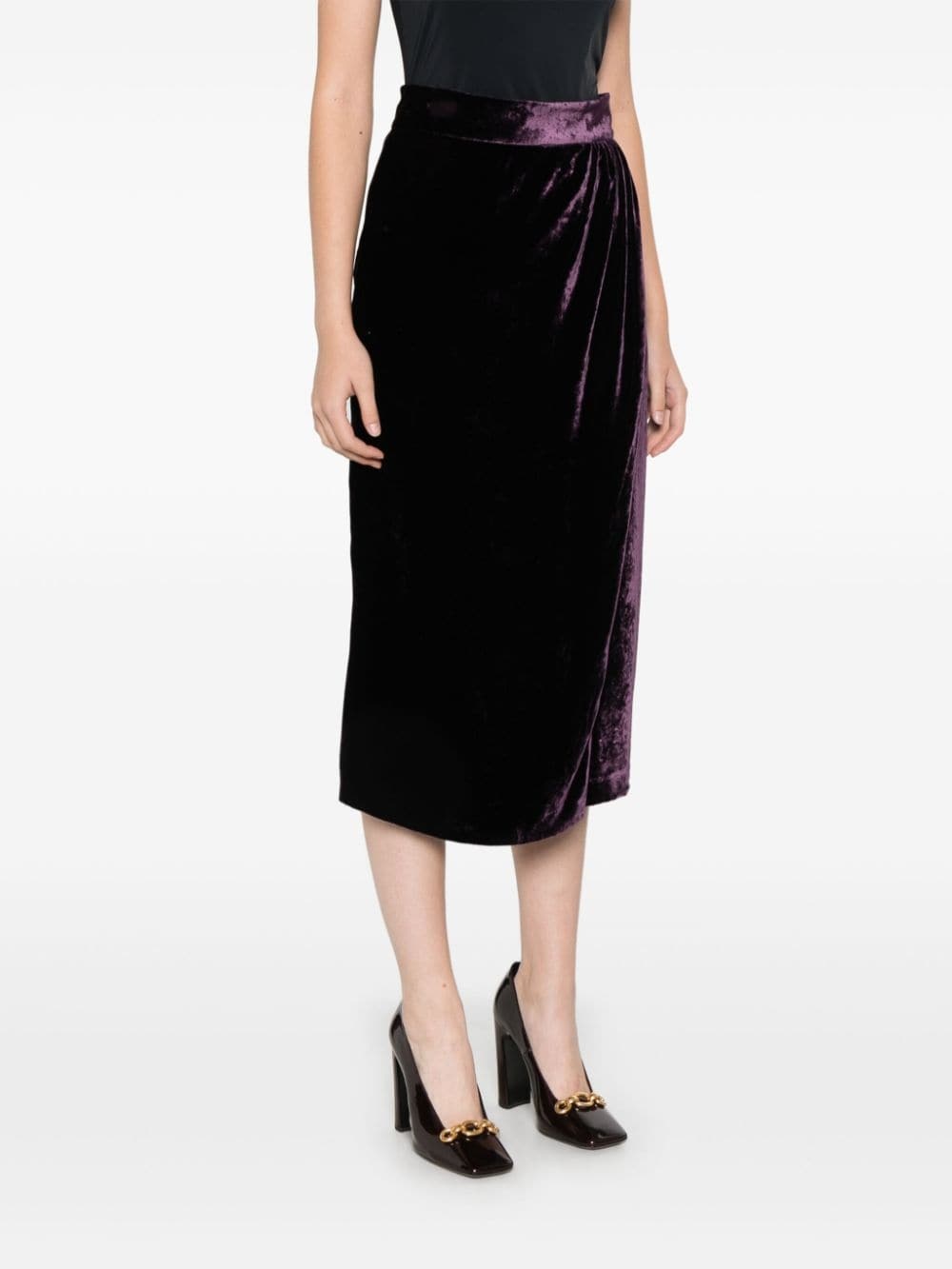 velvet midi skirt - 3