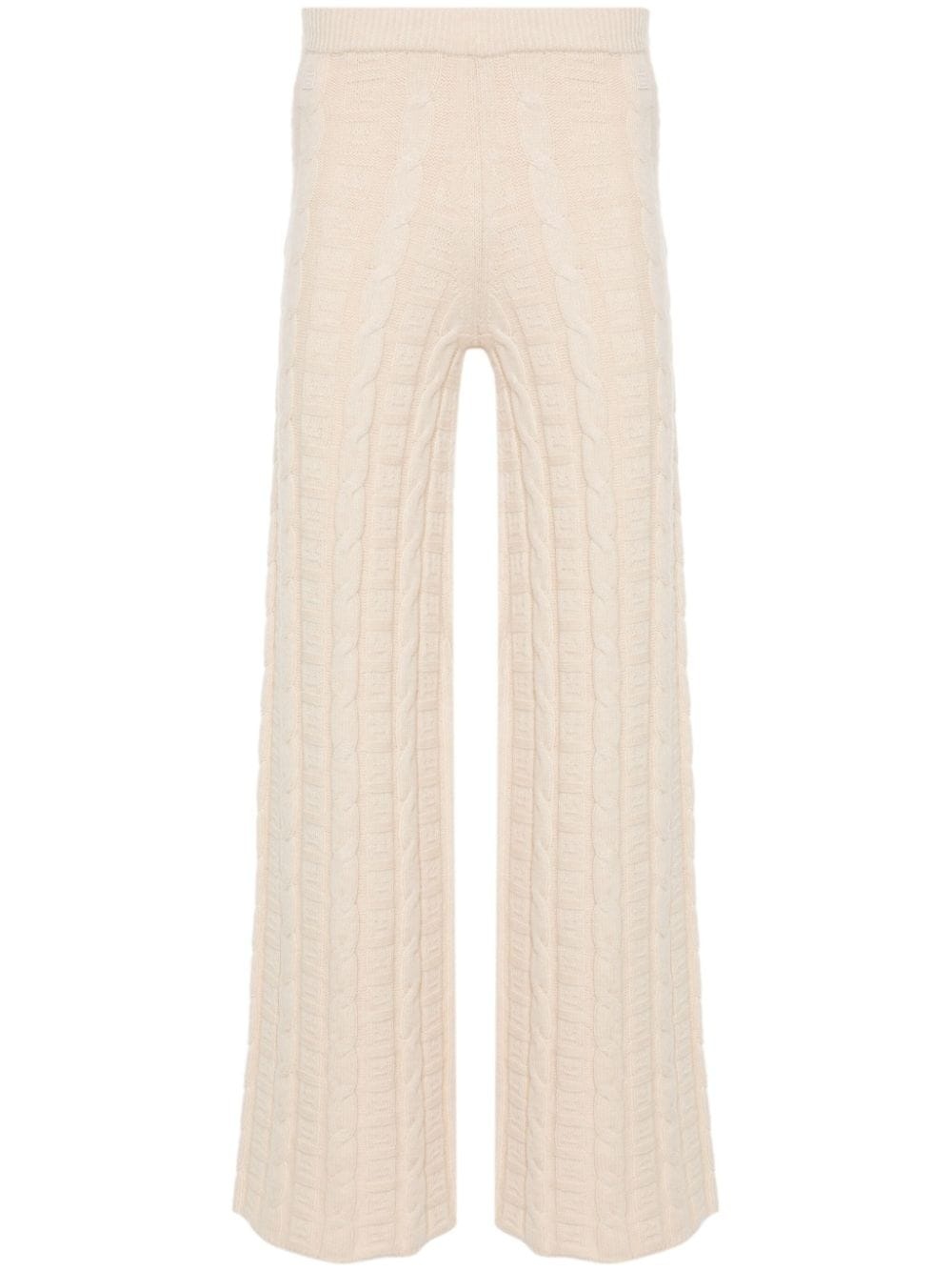 cable-knit flared trousers - 1