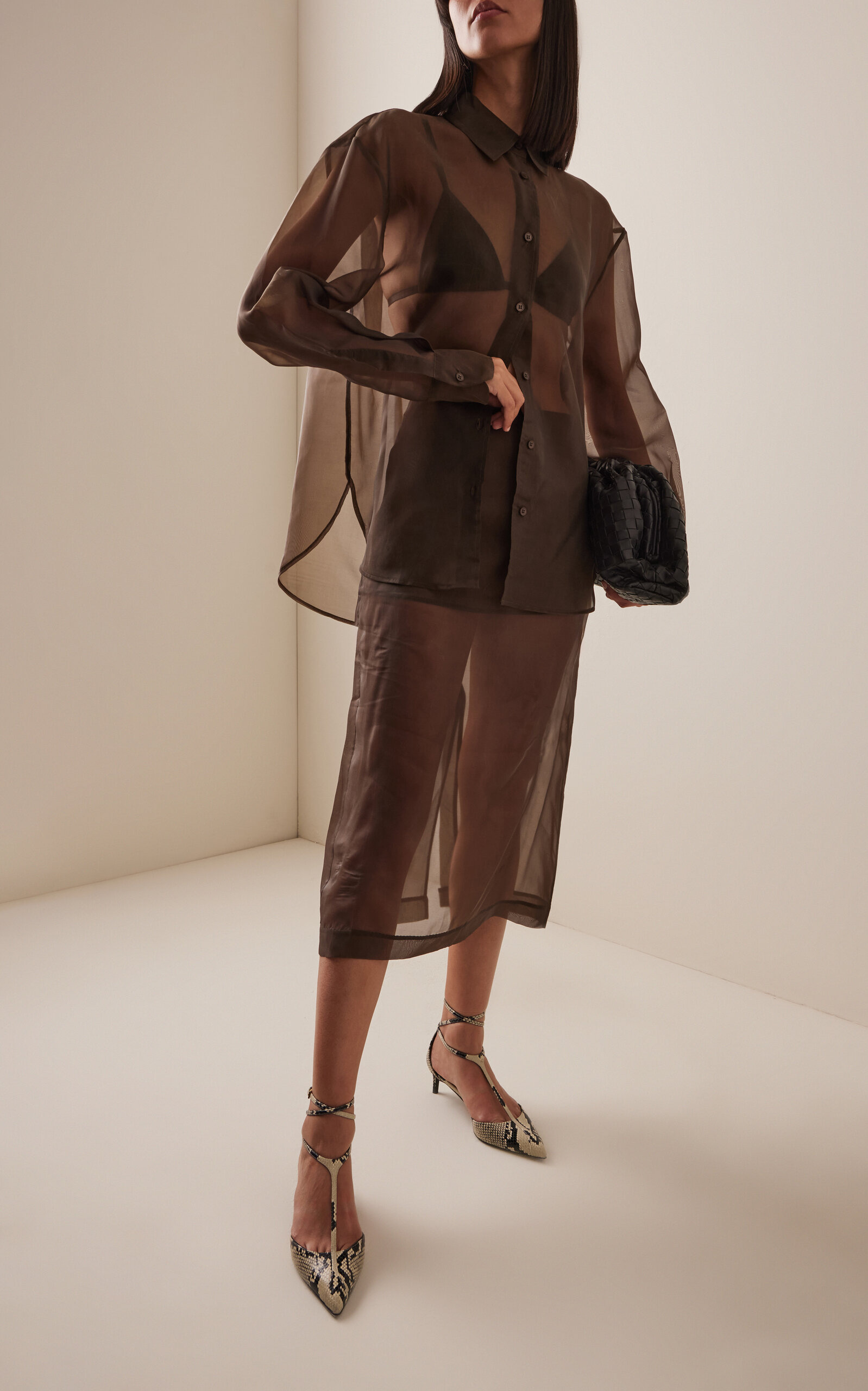 Peri Silk-Blend Chiffon Shirt brown - 3