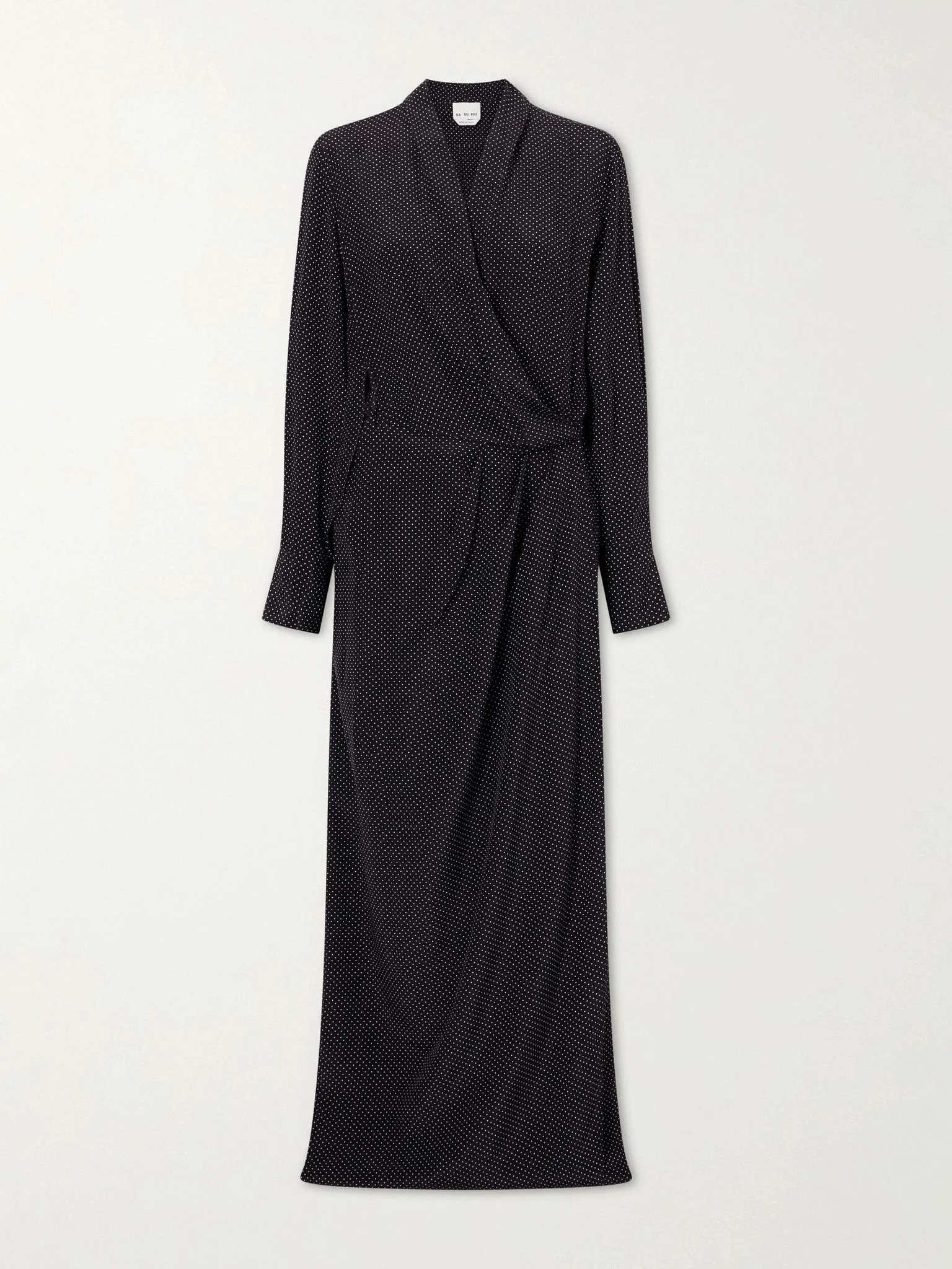 Criss Cross polka-dot silk crepe de chine maxi dress Black - 1