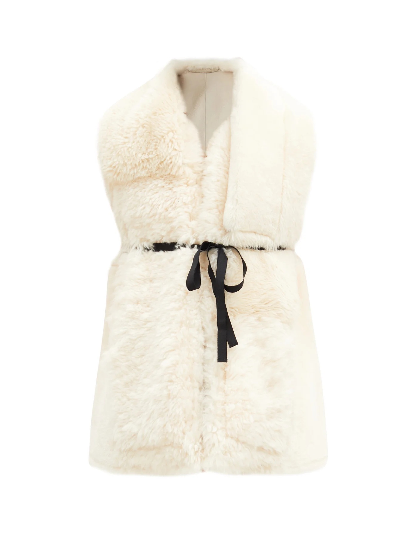 Tie-waist shearling gilet - 1