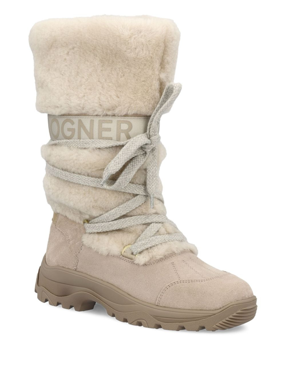 shearling lace-up boots - 2