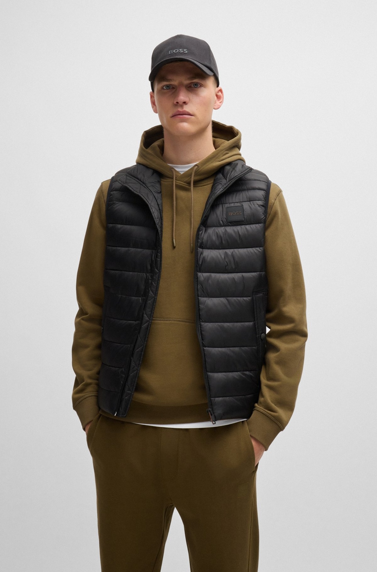 WATER-REPELLENT SLIM-FIT GILET WITH LOGO PATCH - 2