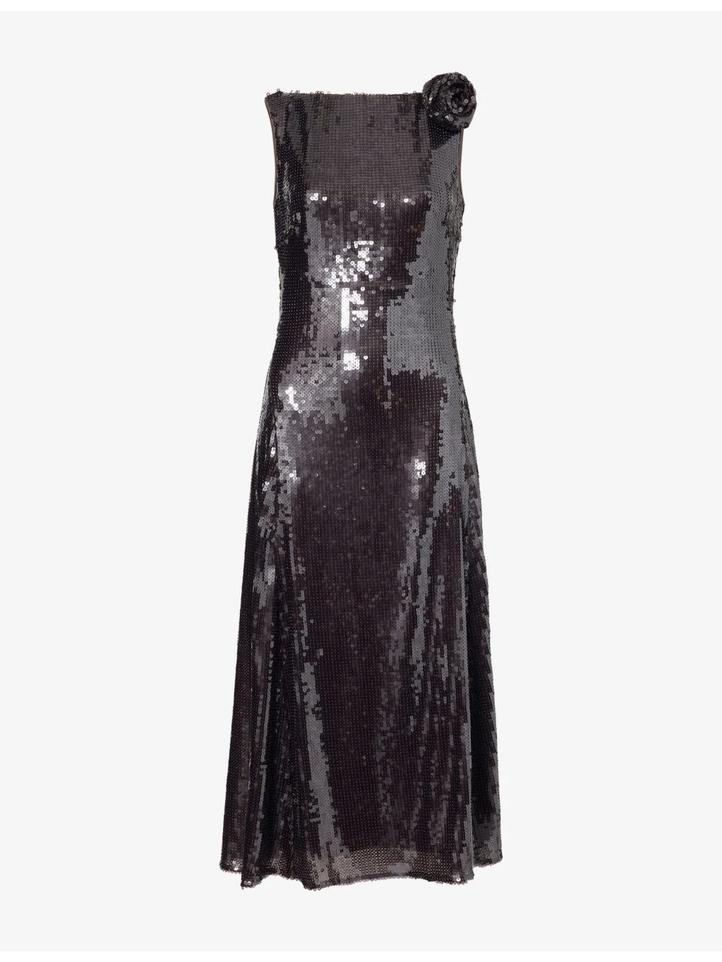 Floral-Embellished Square-Neck Sequin Maxi Dress - 1