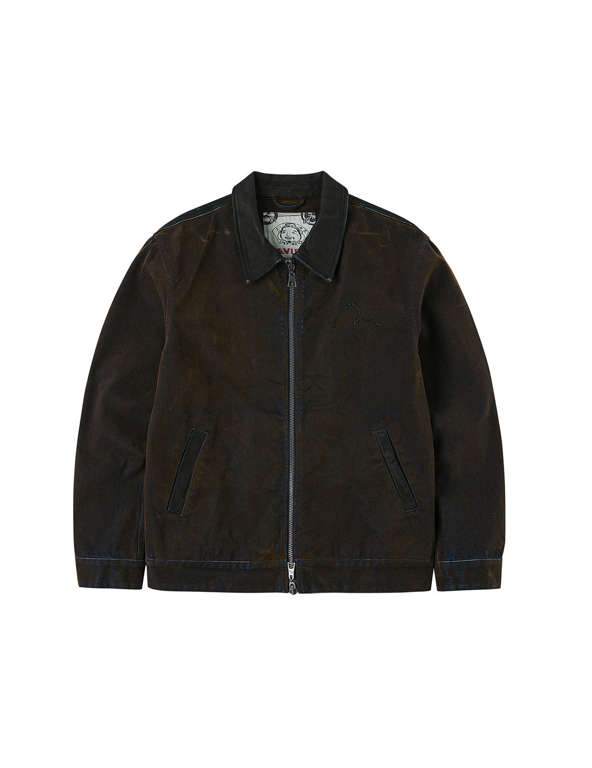 Skull and Logo Embroidery Fashion Fit Heavy Washed Denim Jacket - 13