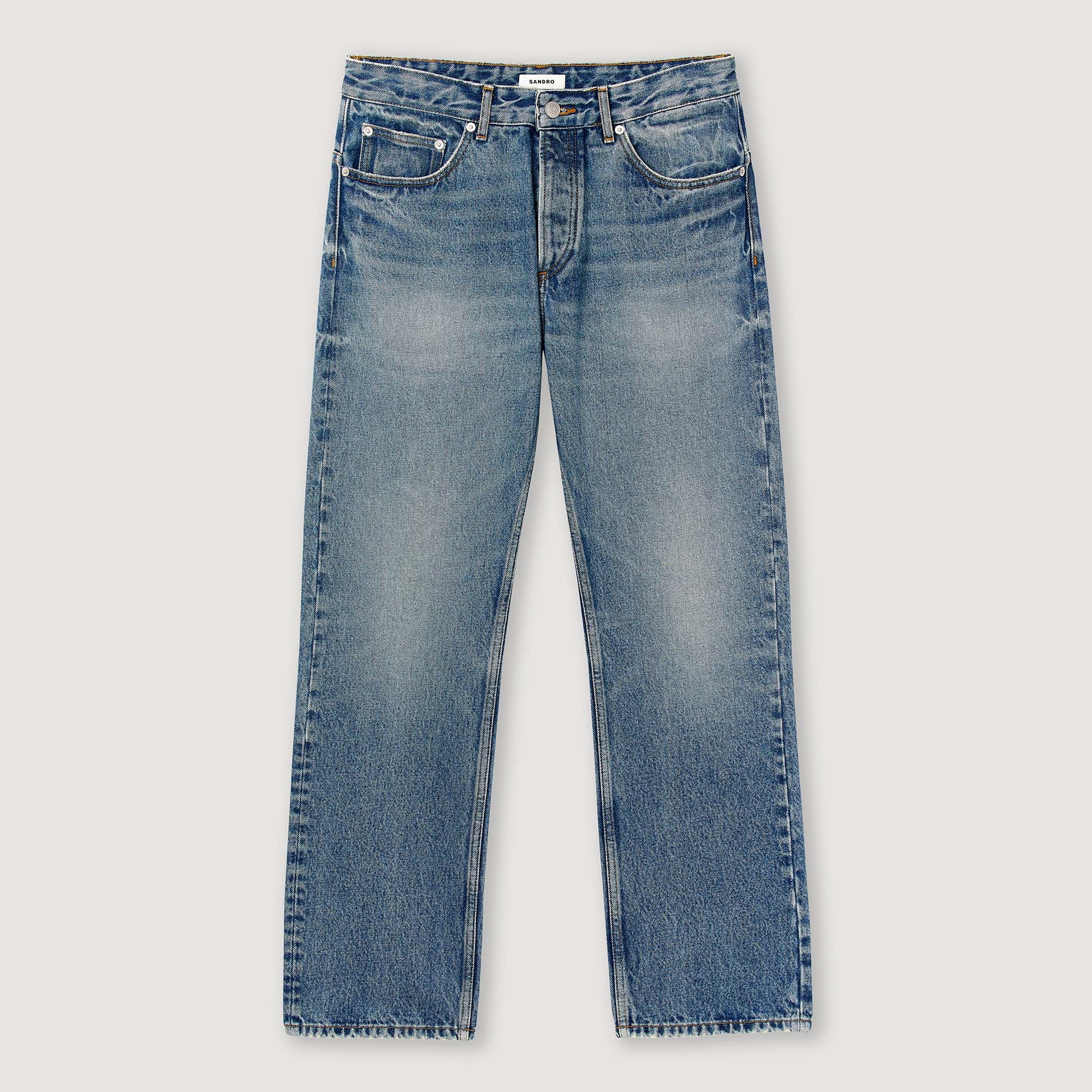 Faded straight-leg organic cotton jeans - 1