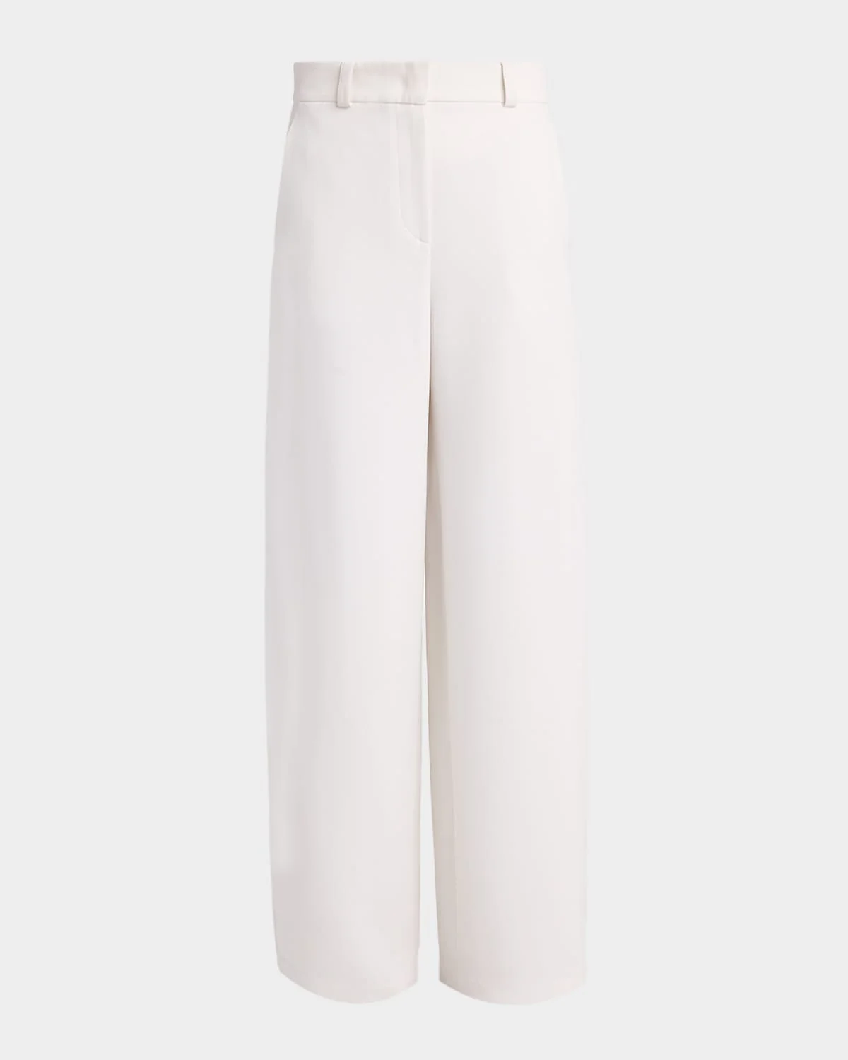 Side Pleat Straight-Leg Silk Trousers - 1