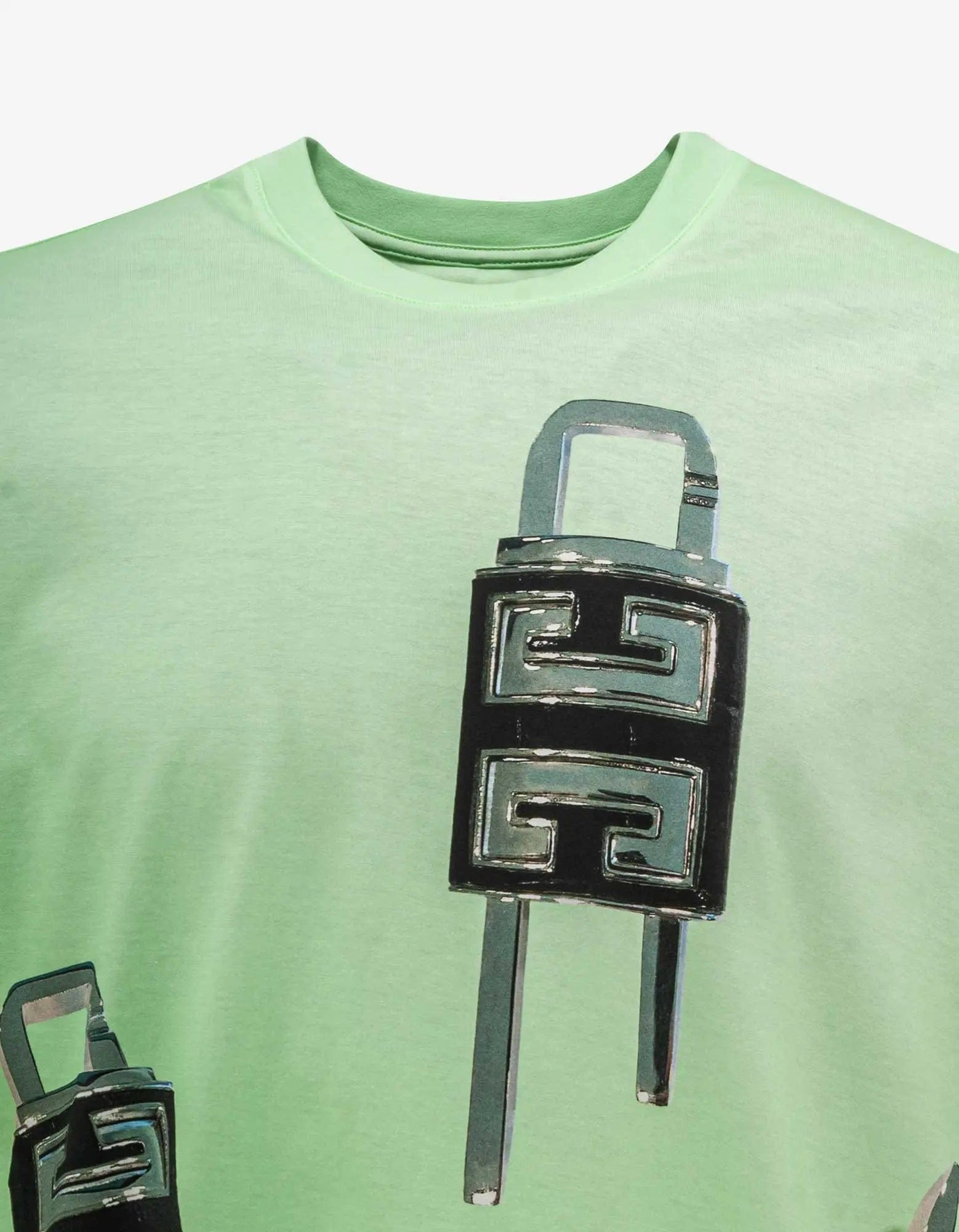 Givenchy Green 4G Padlock Print T-Shirt - 5