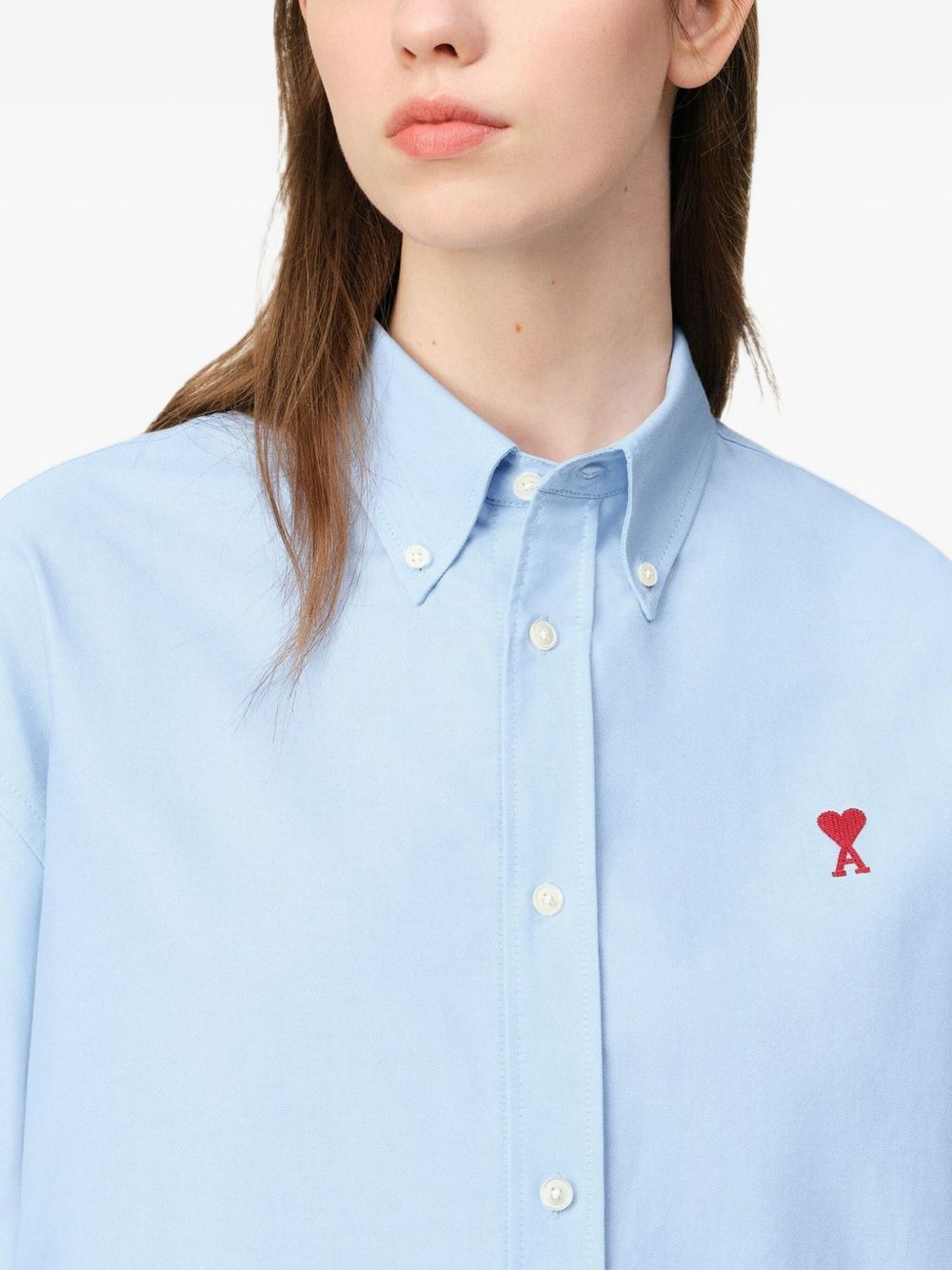 logo-embroidered poplin shirt - 6