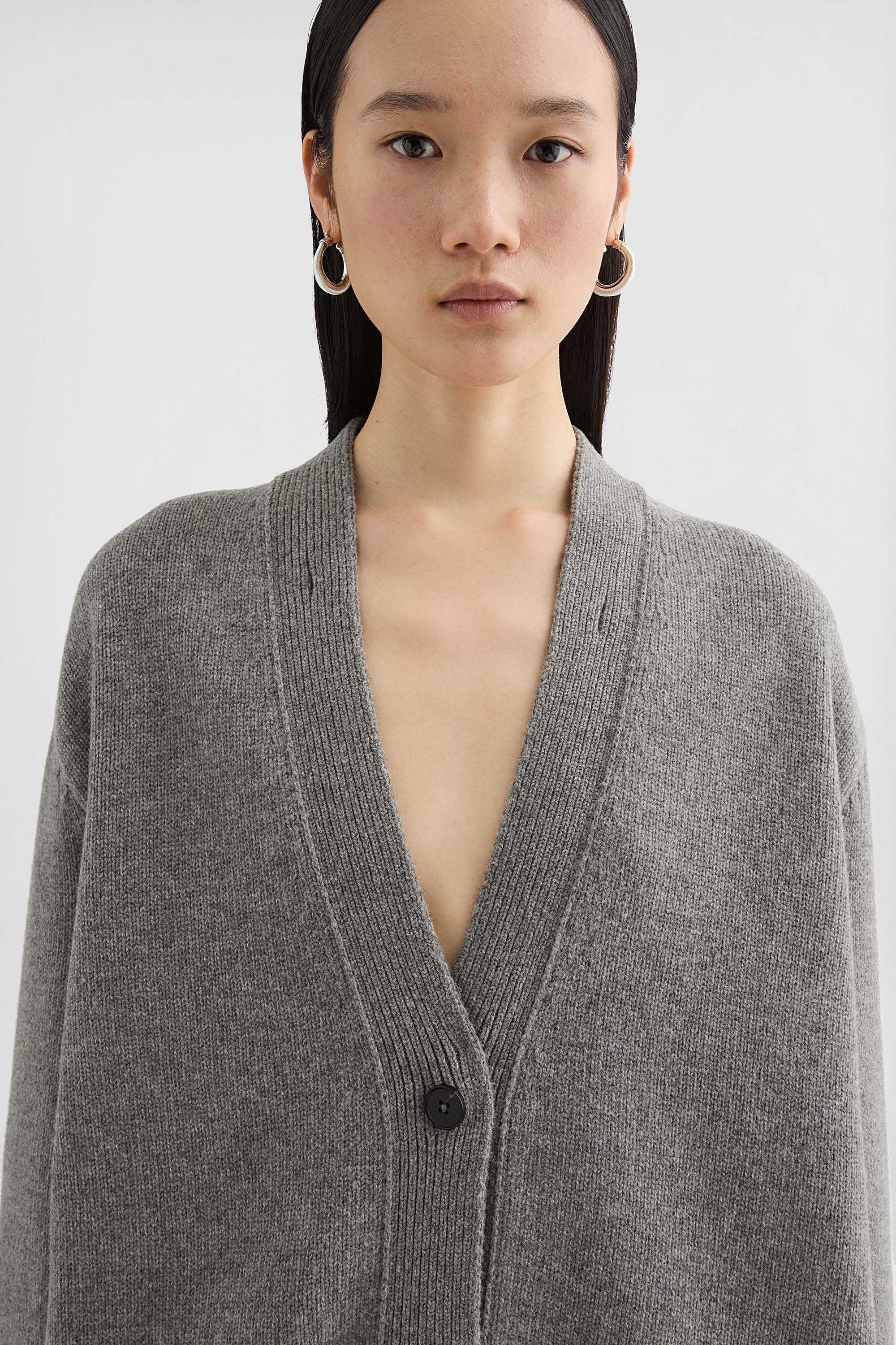 Midweight Wool Blend V-Neck Cardigan - 5