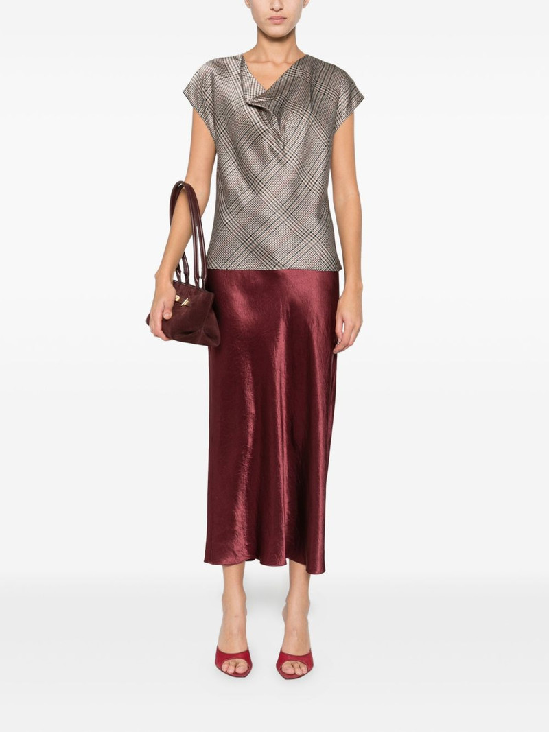 Vince plaid-pattern cowl-neck blouse outlook