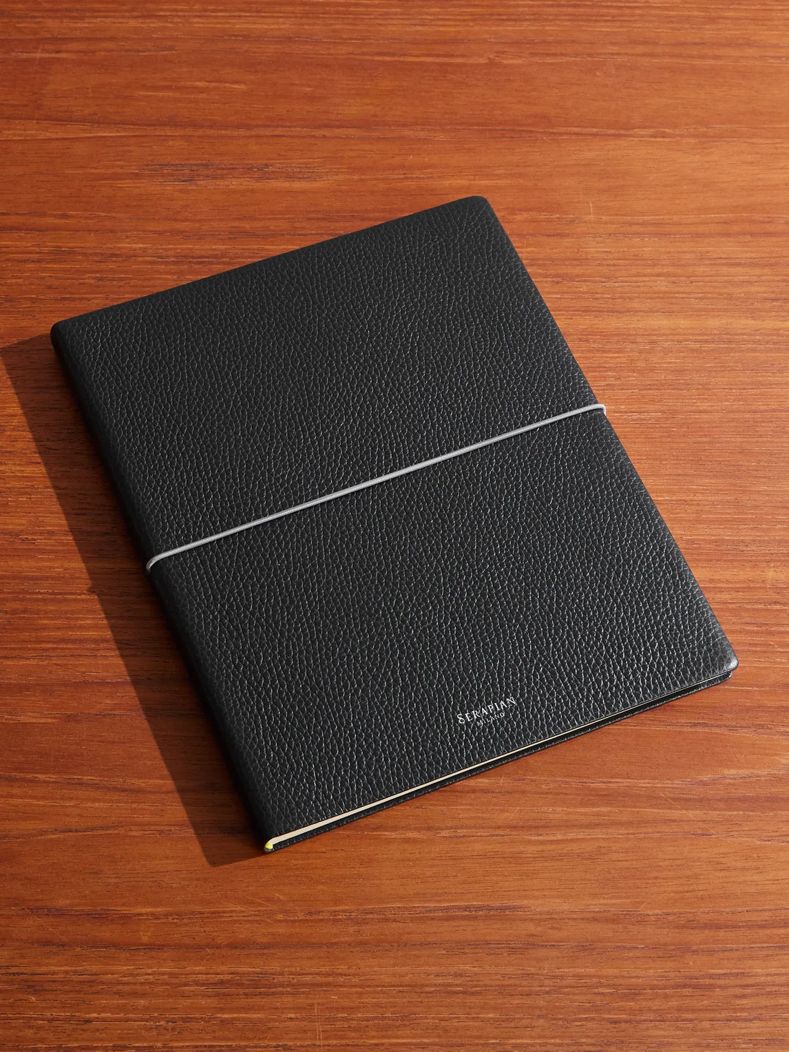Large Logo-Print Full-Grain Cachemire Leather Notebook - 1