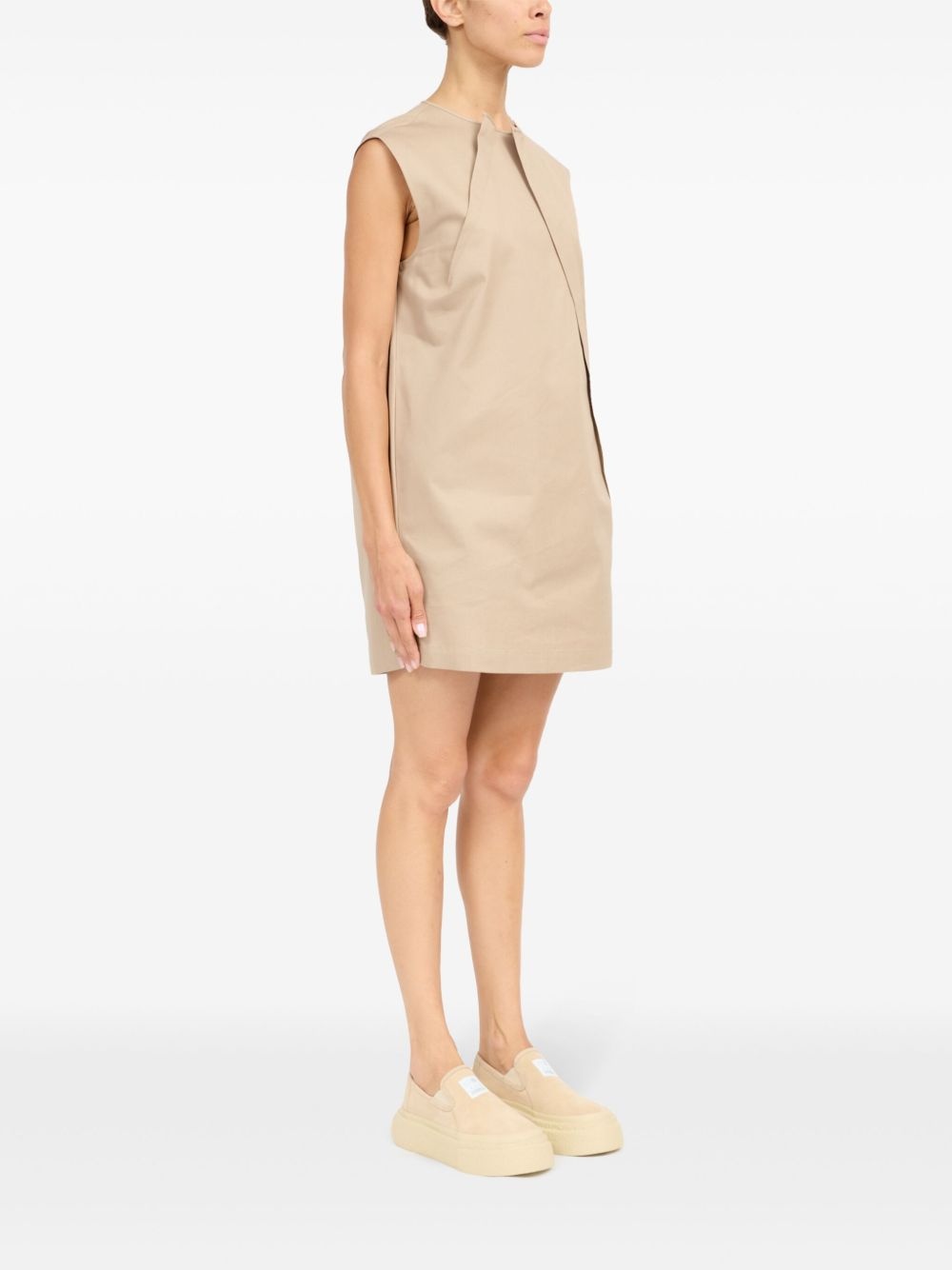 pleat-detail cap sleeved dress - 3