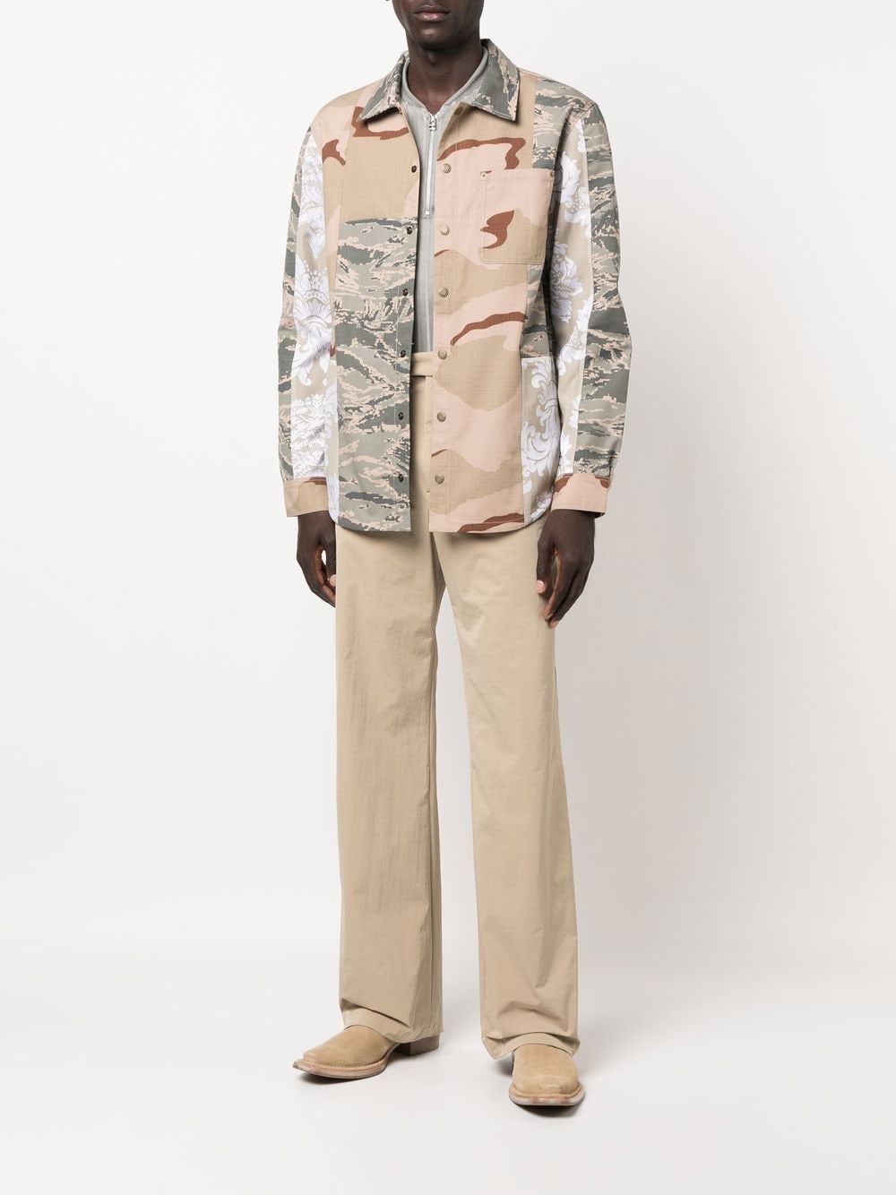 camouflage-print panelled shirt jacket - 2