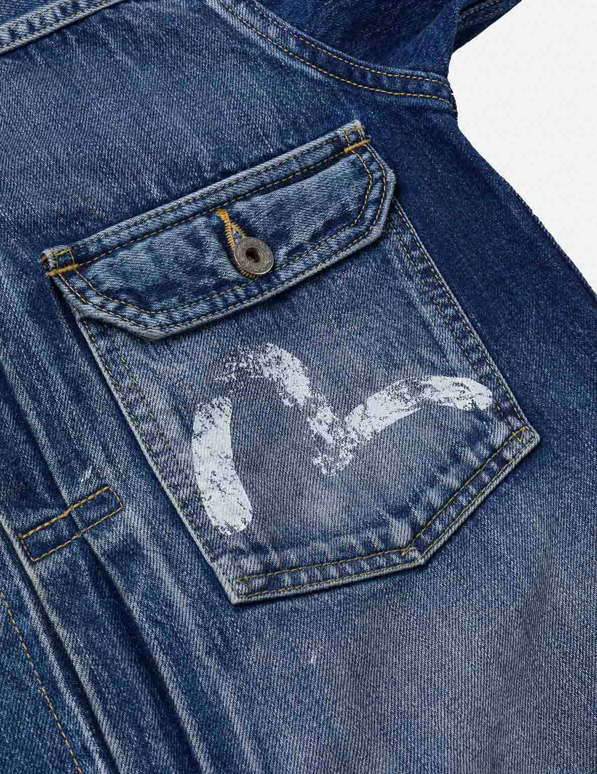 Seagull Print Regular Fit Denim Trucker Jacket - 6