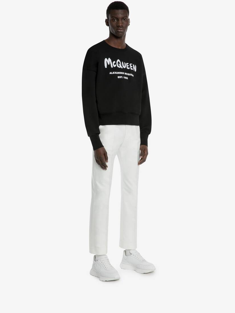 Mcqueen Graffiti Oversized Sweatshirt in Black/white - 3