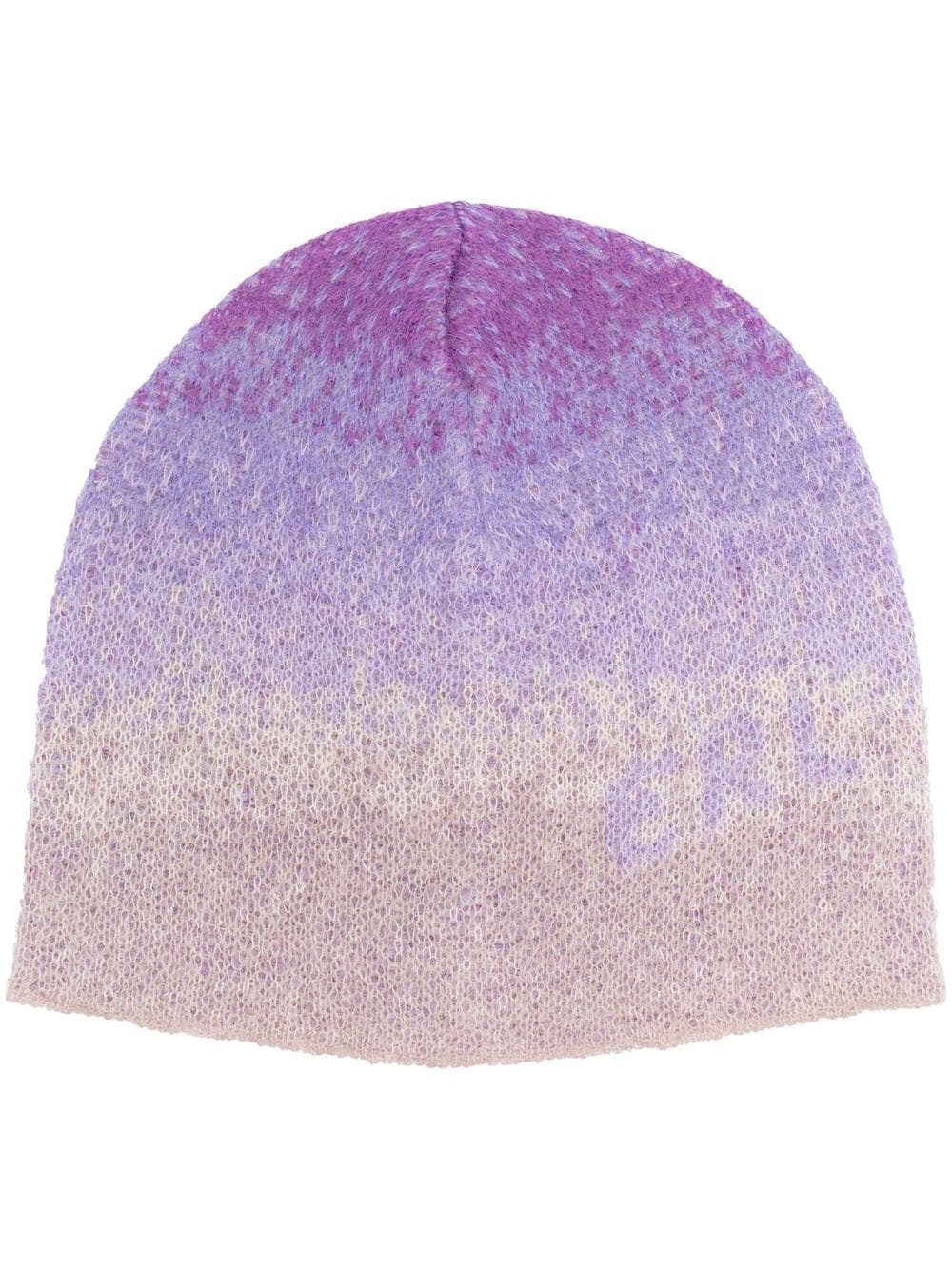 ombré-effect intarsia-logo beanie - 1