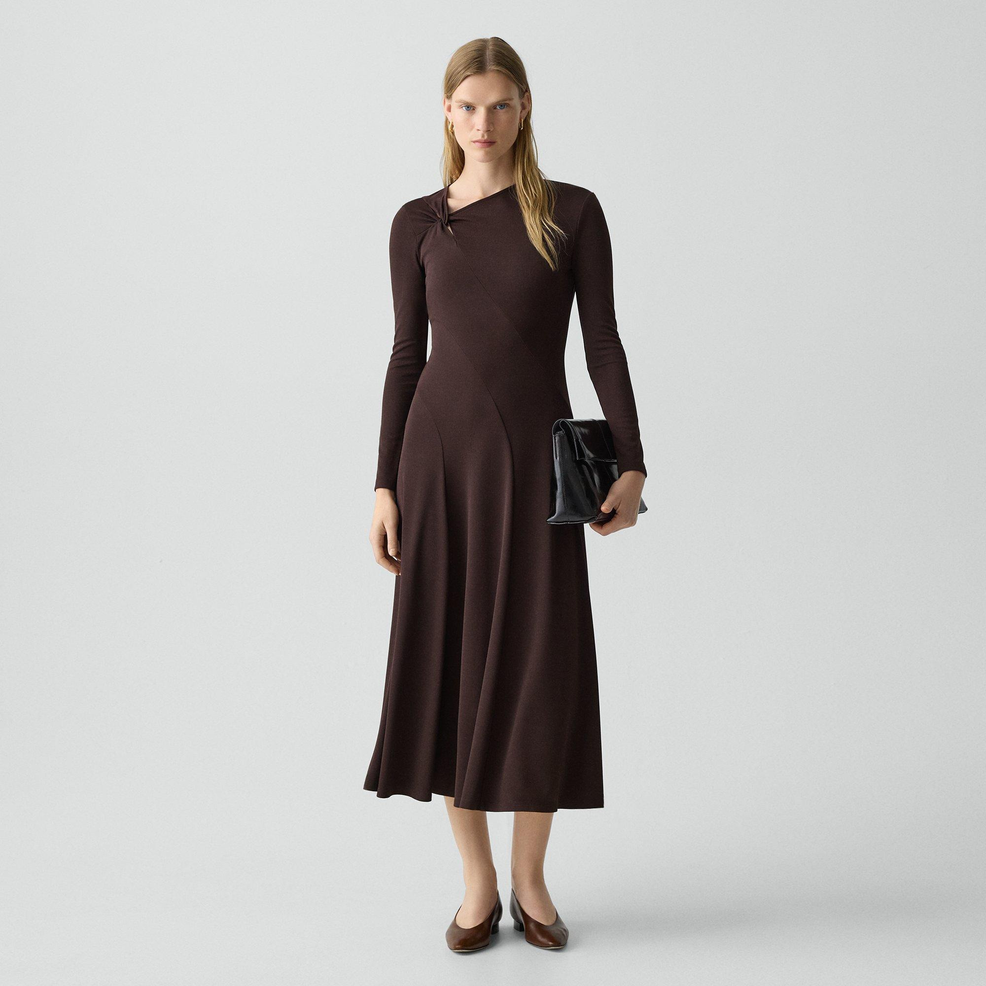 Twist Neck Dress in Crepe Jersey - 3