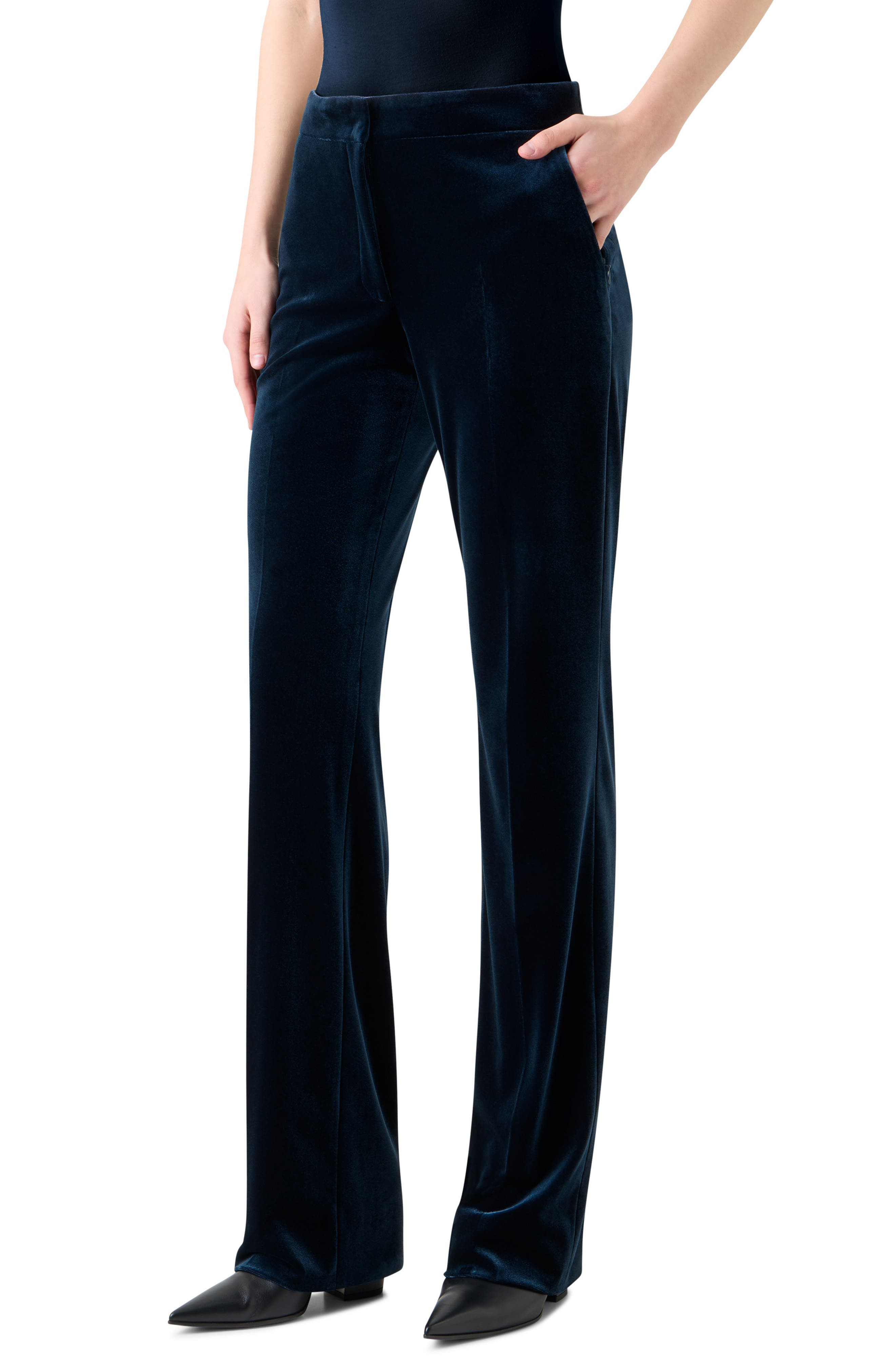 Akris Carl Velvet Neoprene Pants in Denim Blue at Nordstrom - 3