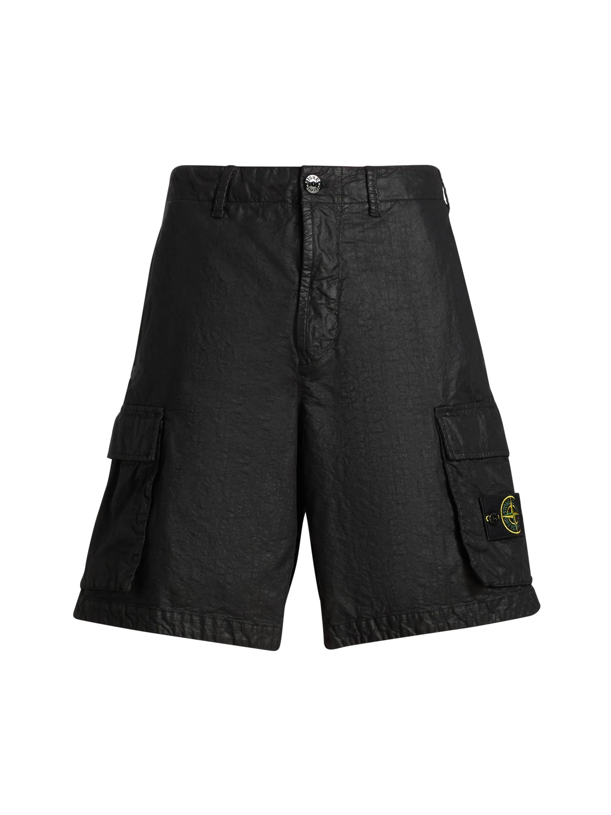 Men's Waxed Cotton Cargo Shorts - Black - 1