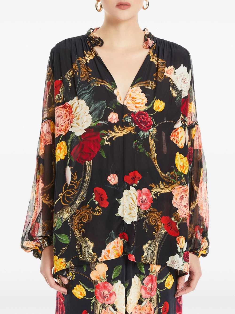 floral-print blouse - 3