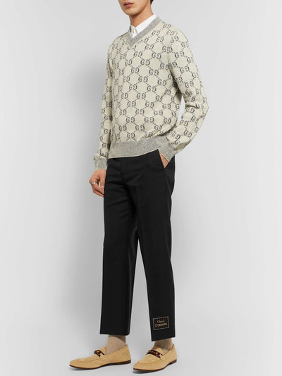 GUCCI Cropped Flared Logo-Appliquéd Wool and Mohair-Blend Trousers outlook