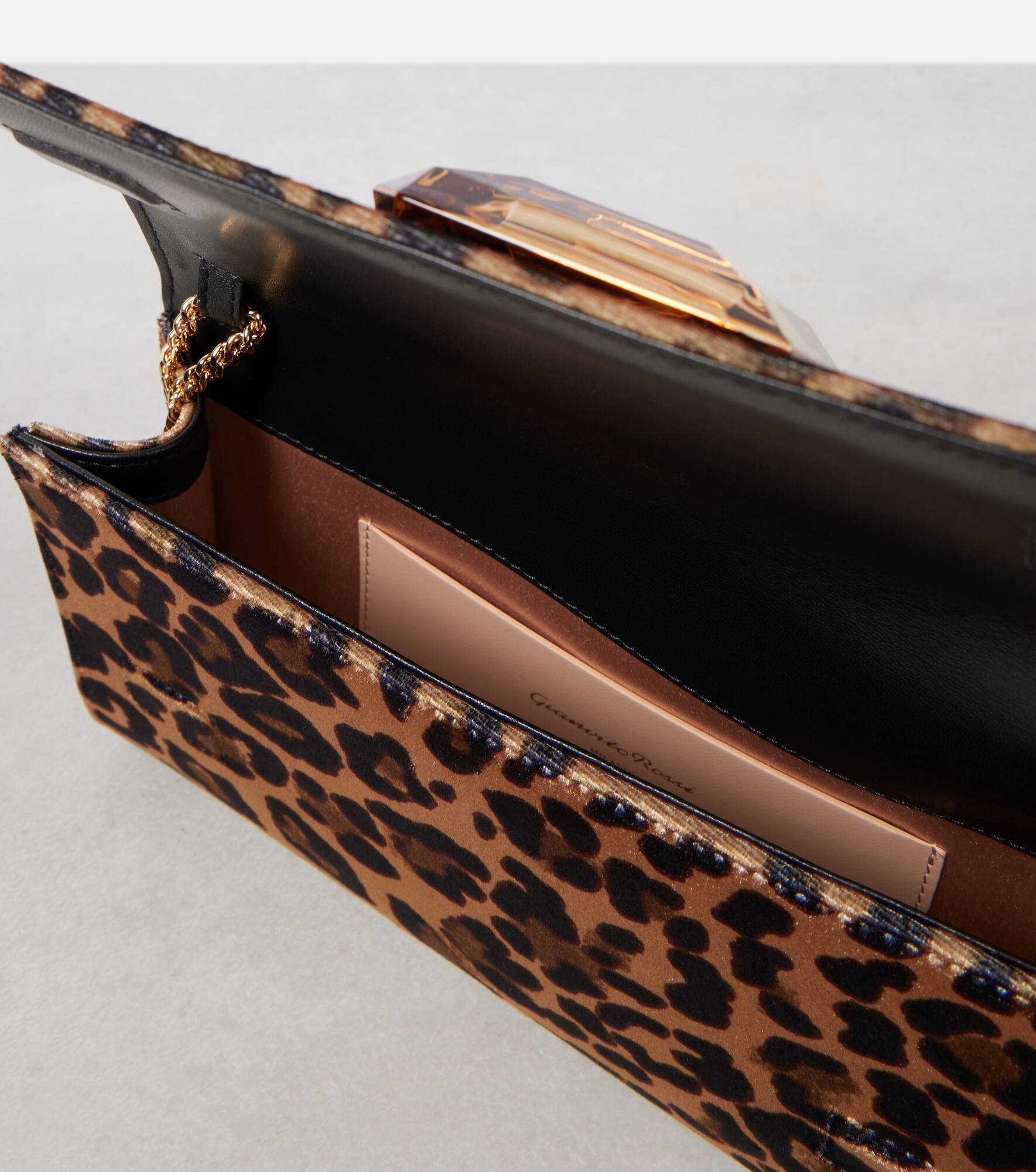 Jaipur Mini leopard-print velvet clutch - 3
