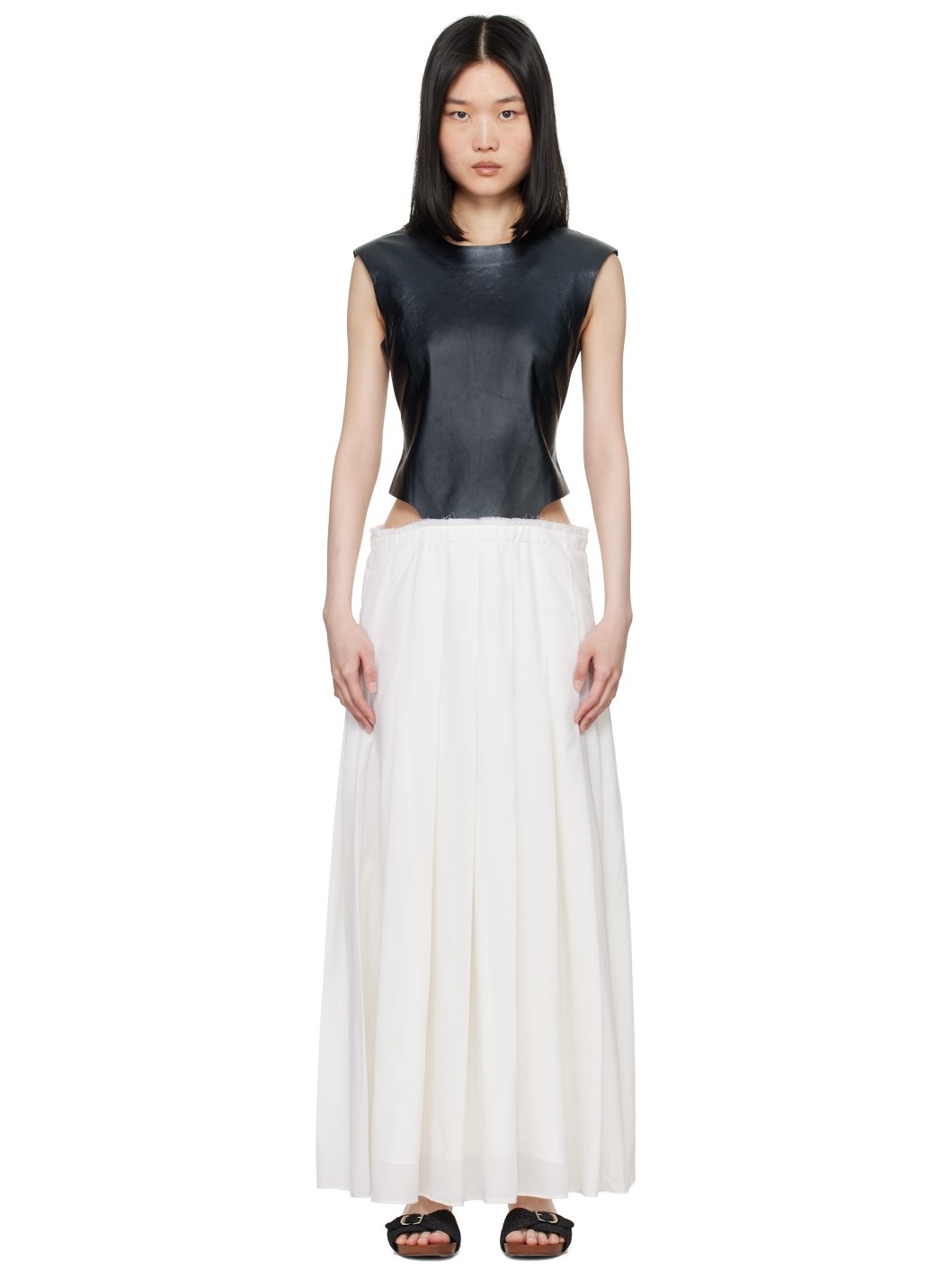 Black & White Mina Leather Maxi Dress - 1