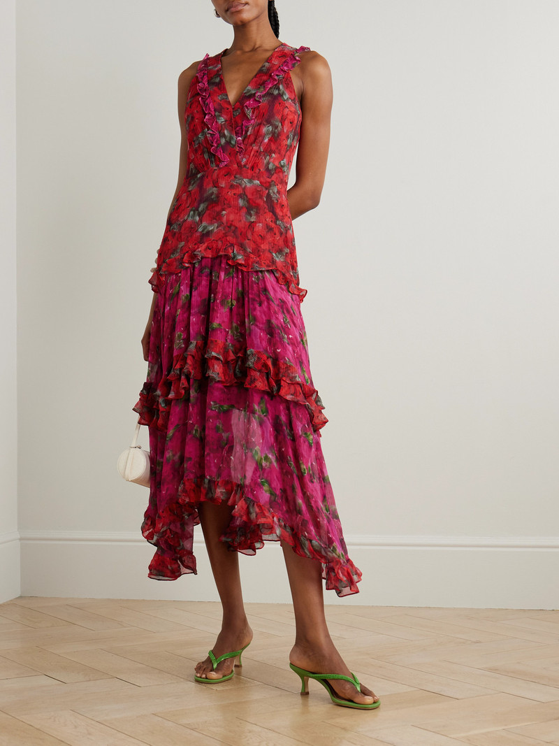 SALONI Jolie Tiered Floral-print Chiffon And Crepon Maxi Dress outlook