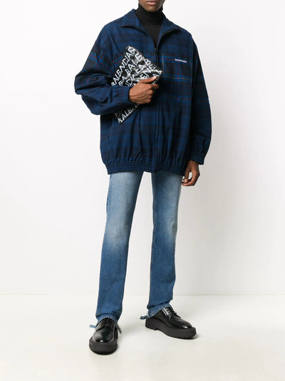 BALENCIAGA check print zip-up jacket outlook