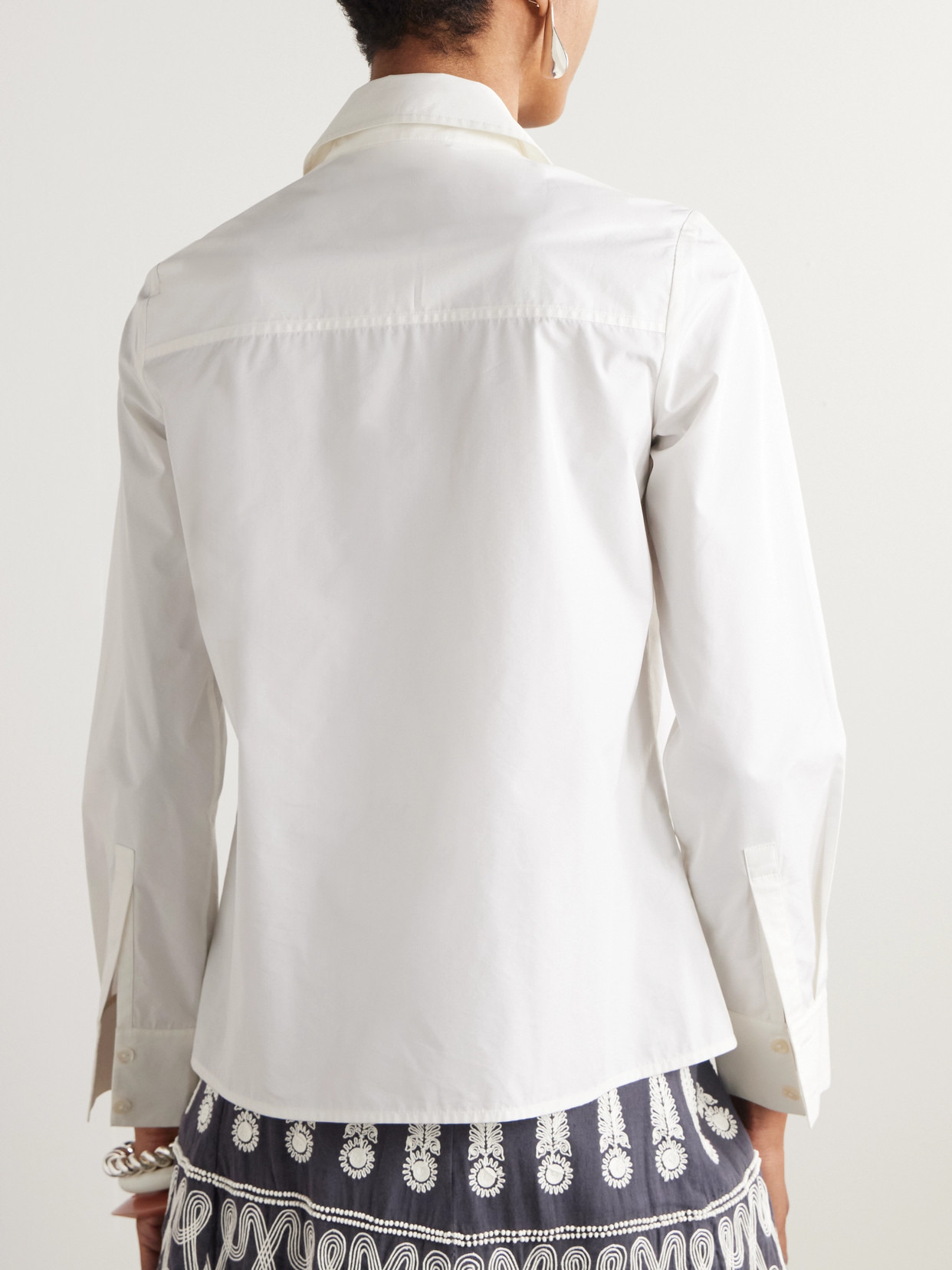 Cassandra Bead-embellished Embroidered Cotton-blend Poplin Shirt - 3