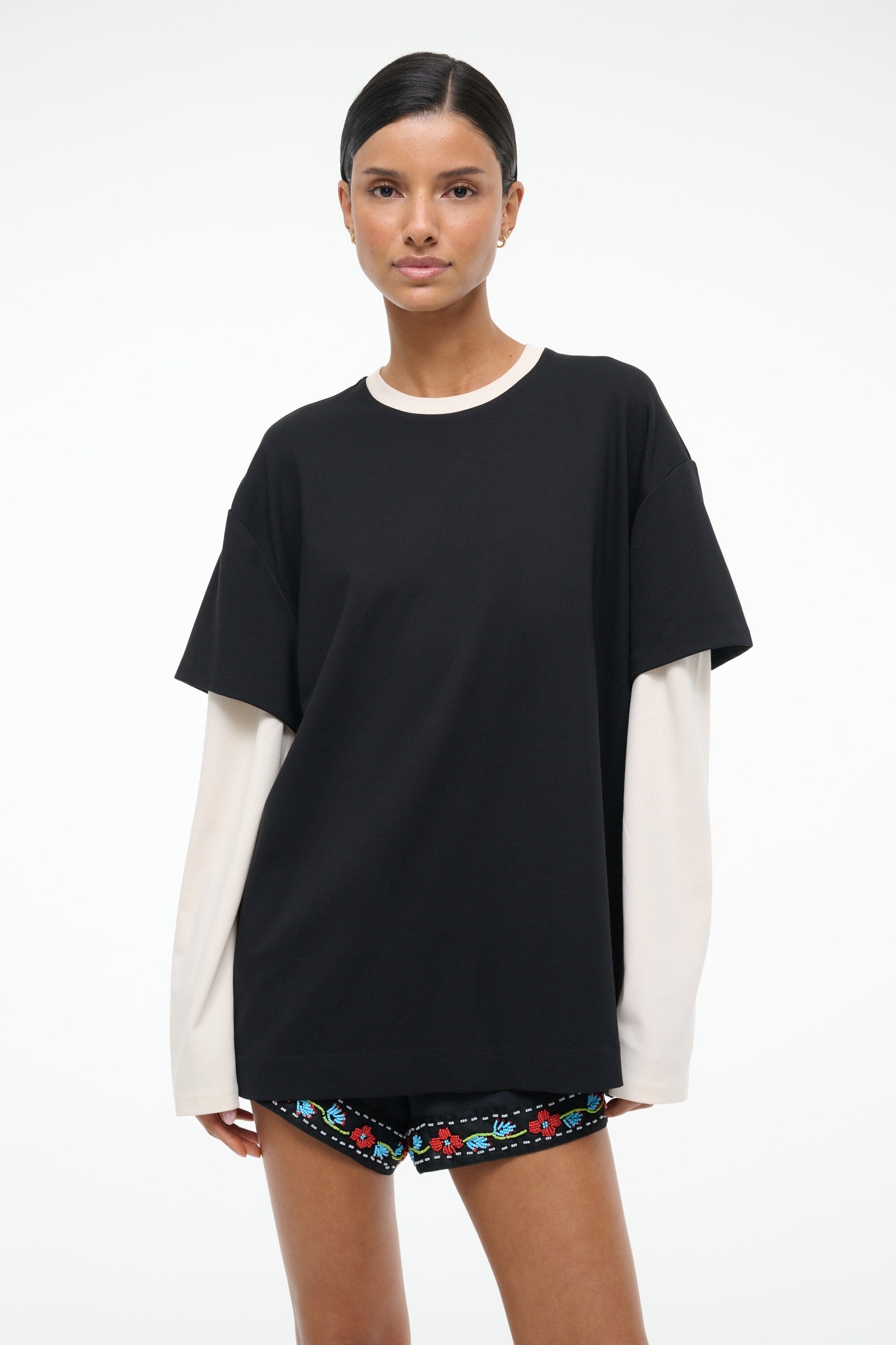 STAUD WILLIAM TEE BLACK/ECRU - 2