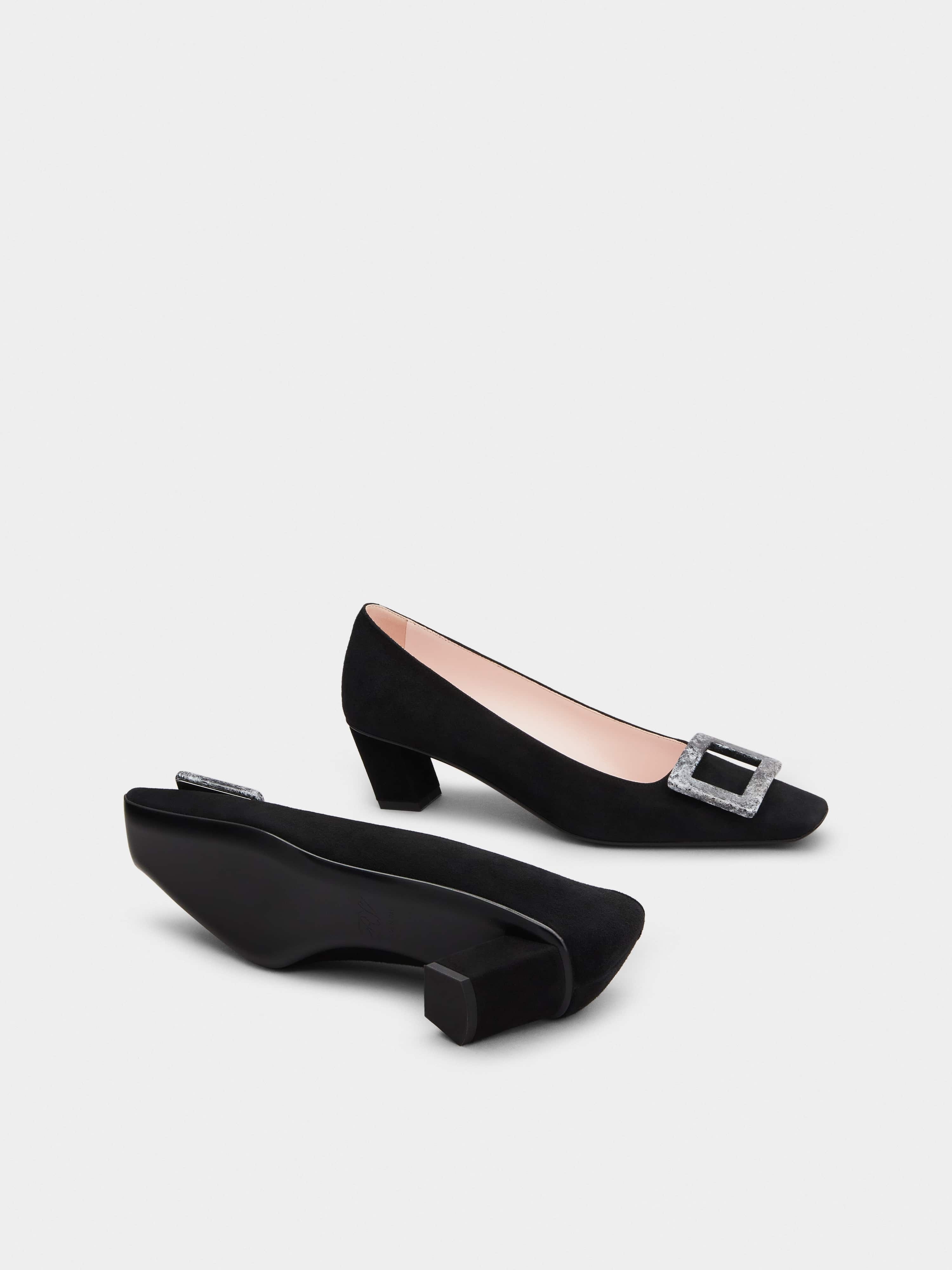 【関税&送料込】Roger Vivier Belle Vivier Black Suede Decoll Belle Vivier suede knee-high boots in black - Roger Vivier