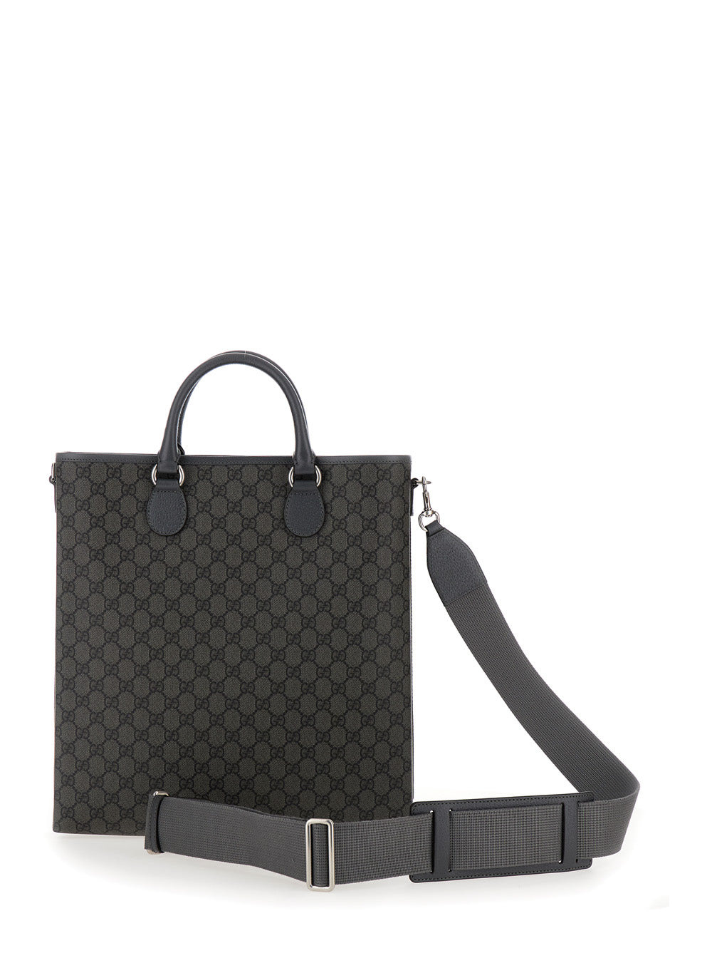 Gucci Men 'Ophidia Gg Media' Black And Grey Tote Bag In Gg Supreme Canvas Man - 4