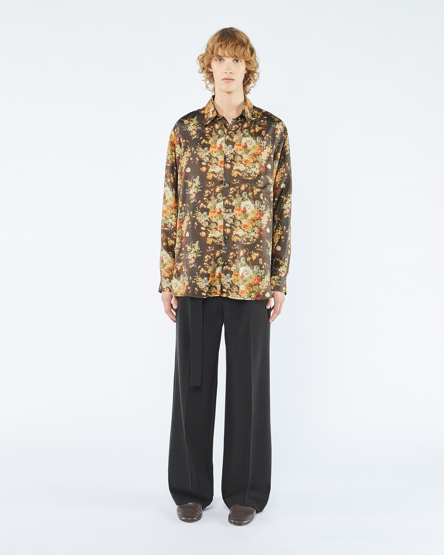 JARI - Printed twill silk pants - 20s floral - 1