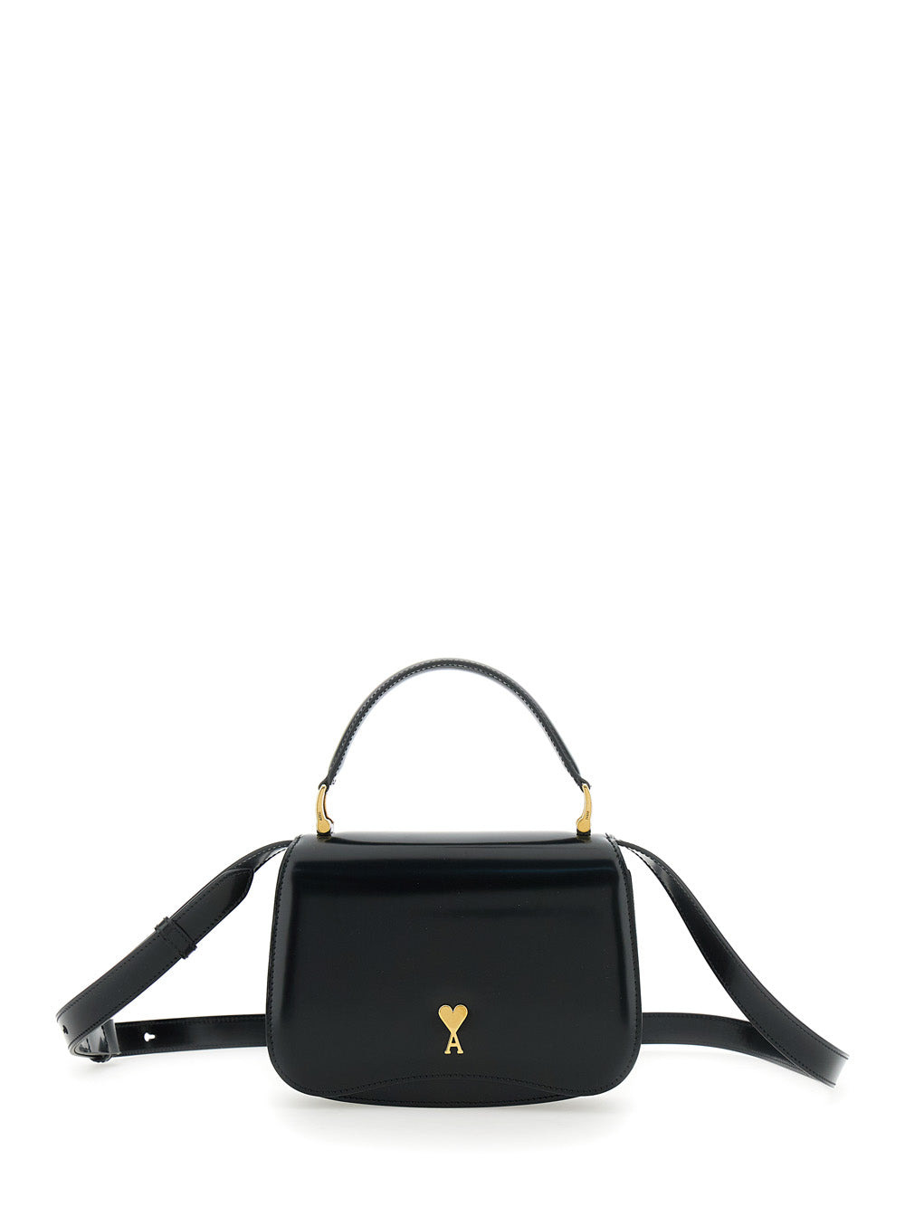 Ami Paris Women Black Handbag With Adc Patch On The Front And Adjustable And Removable Shoulder Stra - 1
