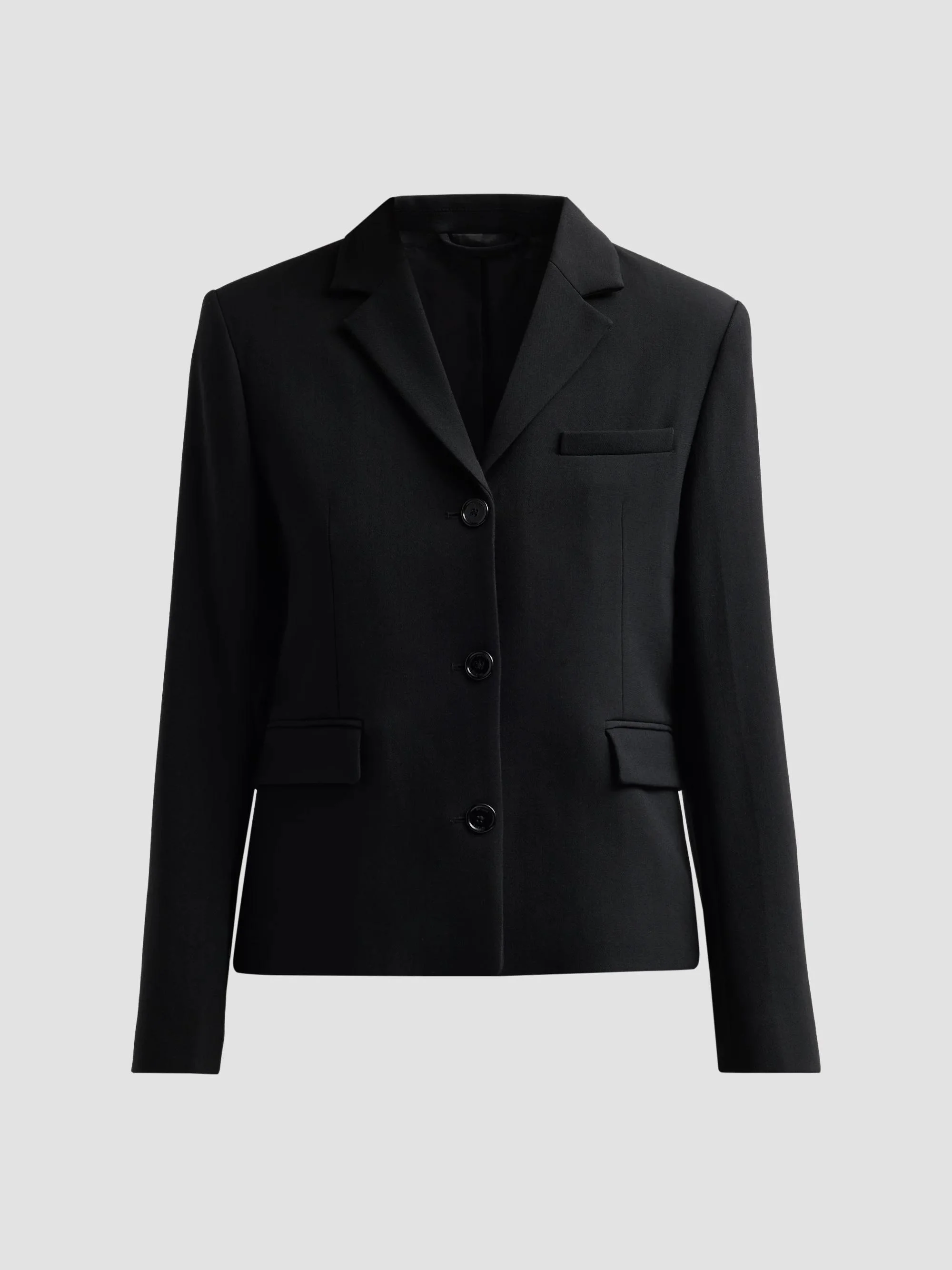 Women's Stretch-Wool Blazer - Black - 1