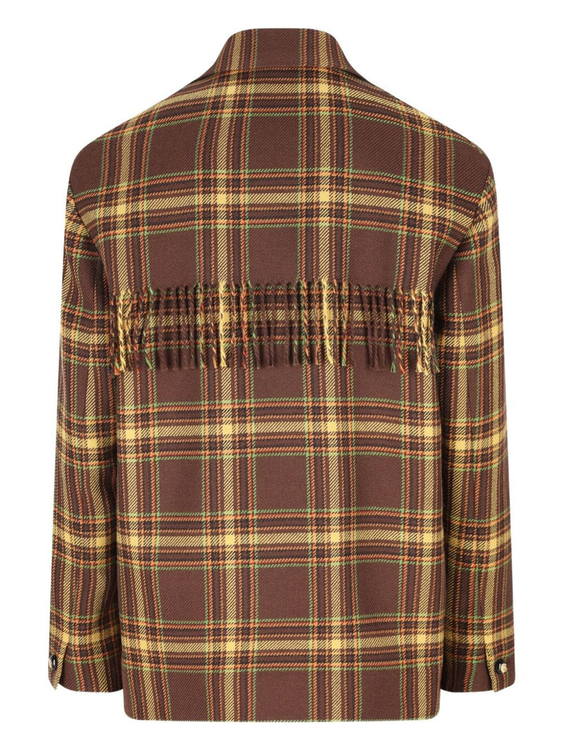 Valentino checked fringed overshirt outlook