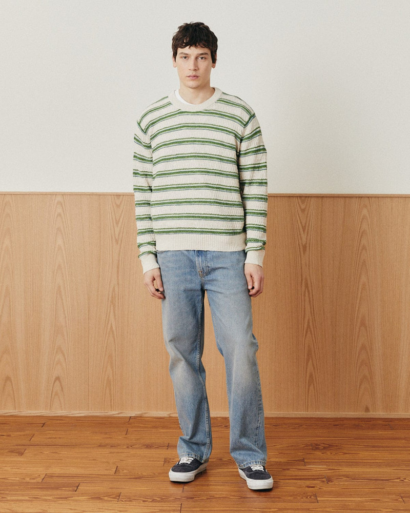 STRIPE LINEN SILK CREWNECK 3
