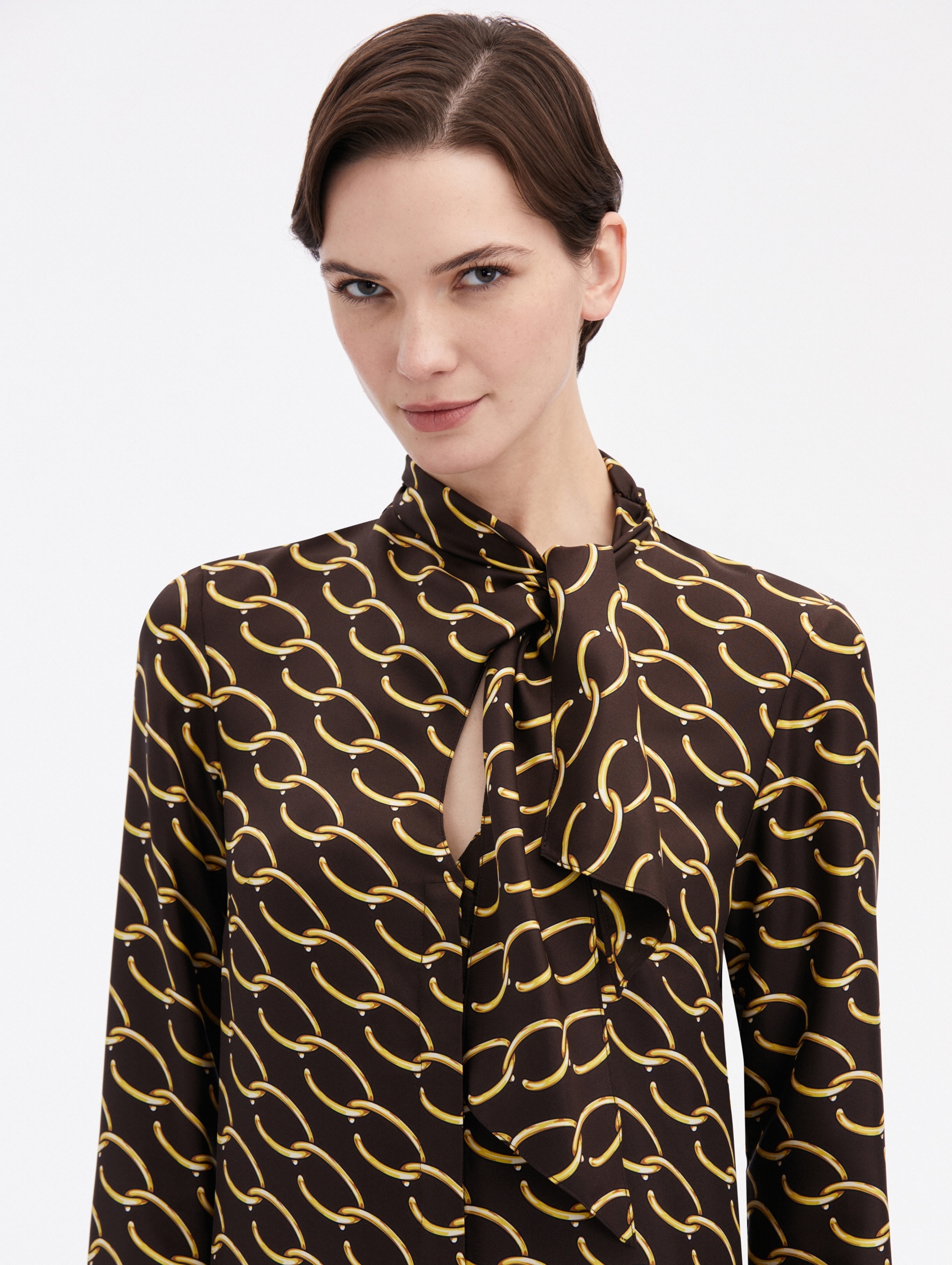 OSCAR CHAIN-LINK SILK TWILL TUNIC - 4