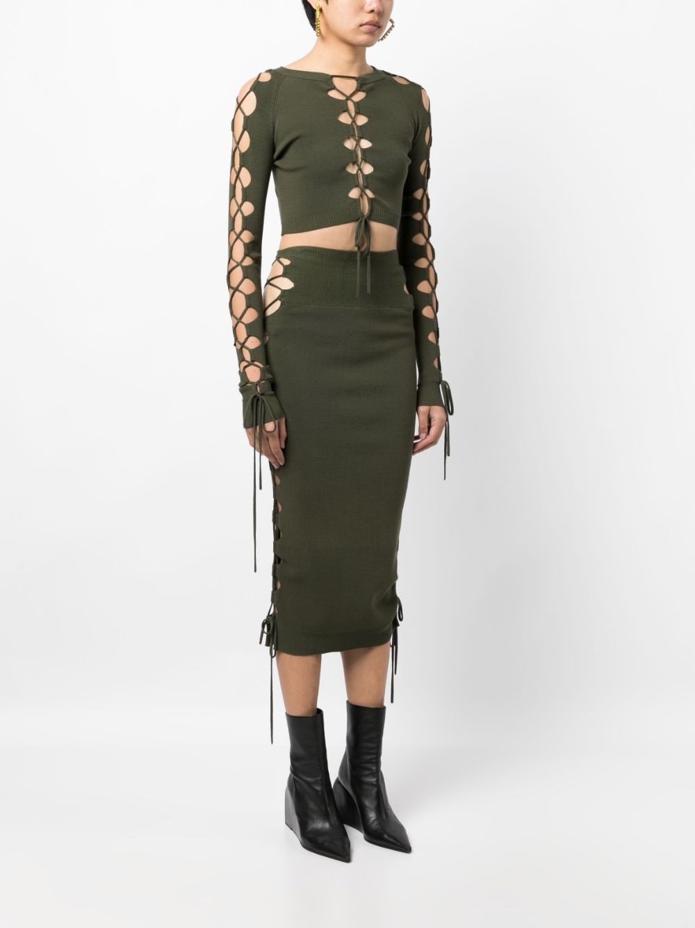 lace-up detail cropped jumper - 3