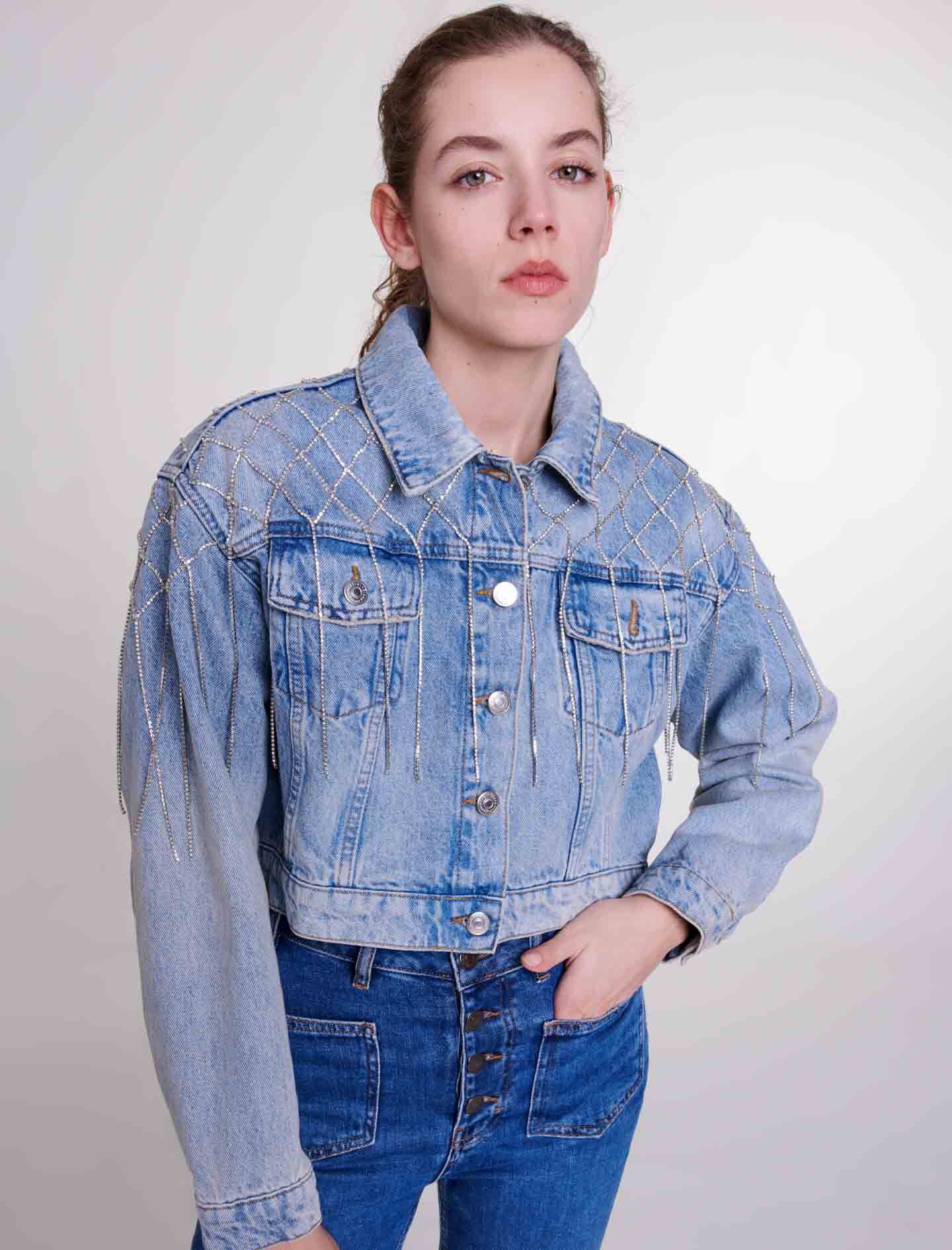 Denim jacket with rhinestones - 5